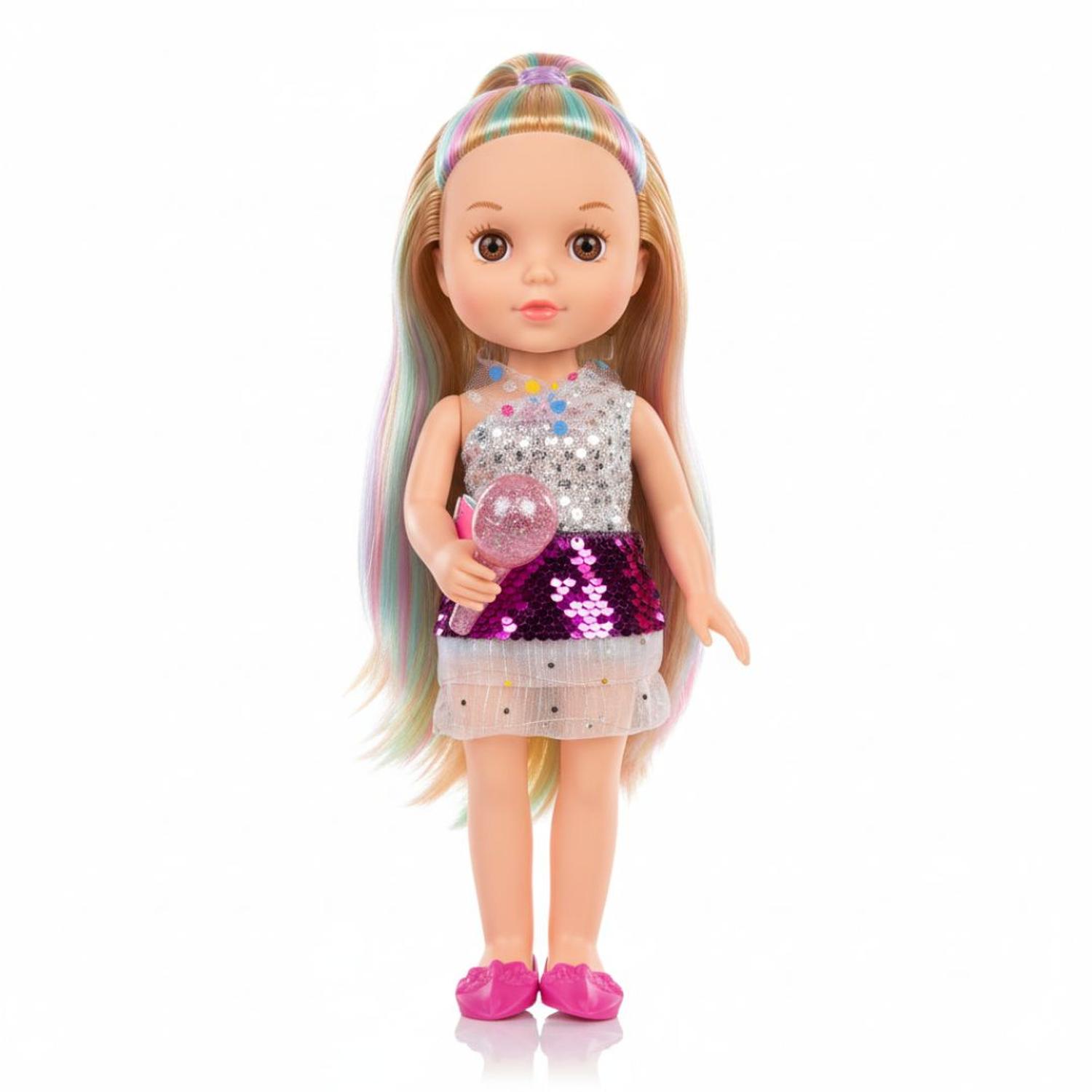 SET DE MUÑECA CANTANTE CON MICRÓFONO Y LUCES LED MULTICOLOR 34CM MUSICAL - 2