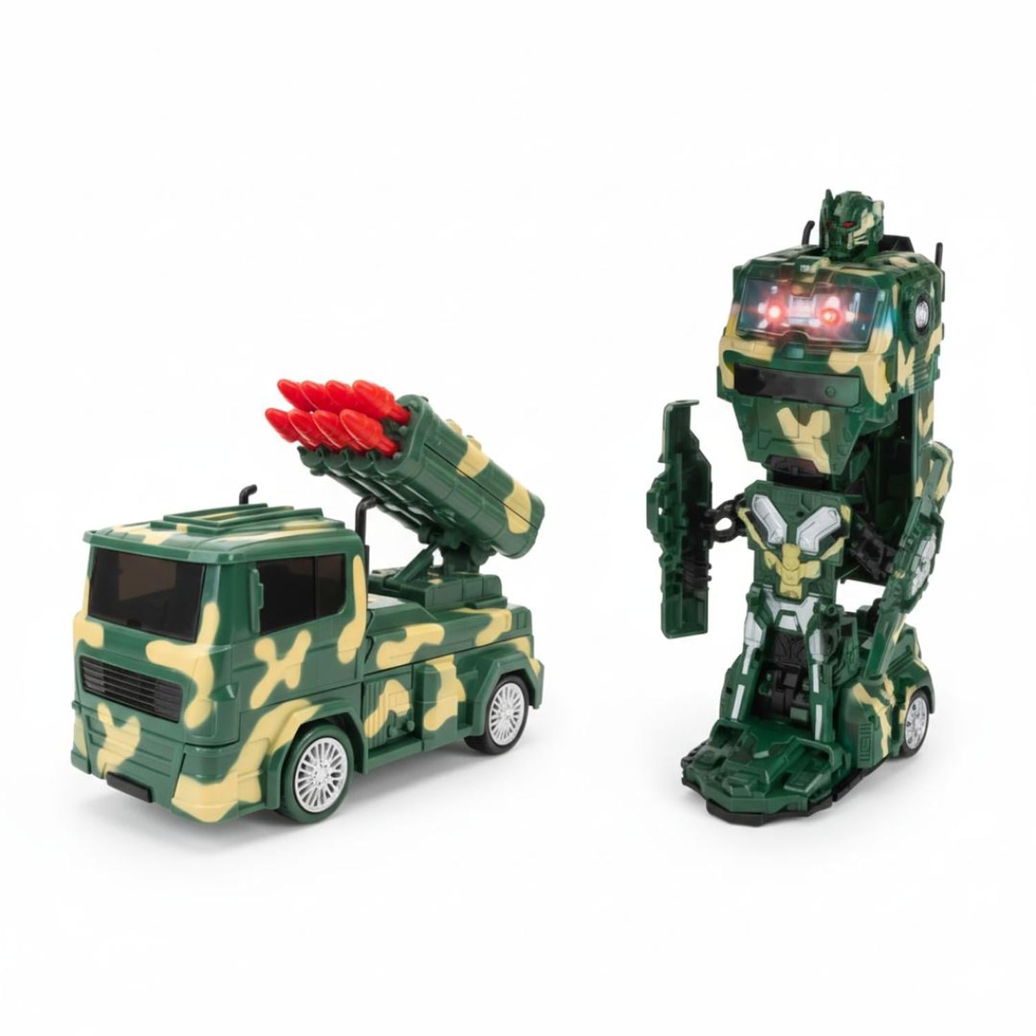 JUGUETE TRANSFORMER FIGURA TRANSFORMACIÓN ROBOT CAMIÓN MILITAR LANZA COHETE - 1