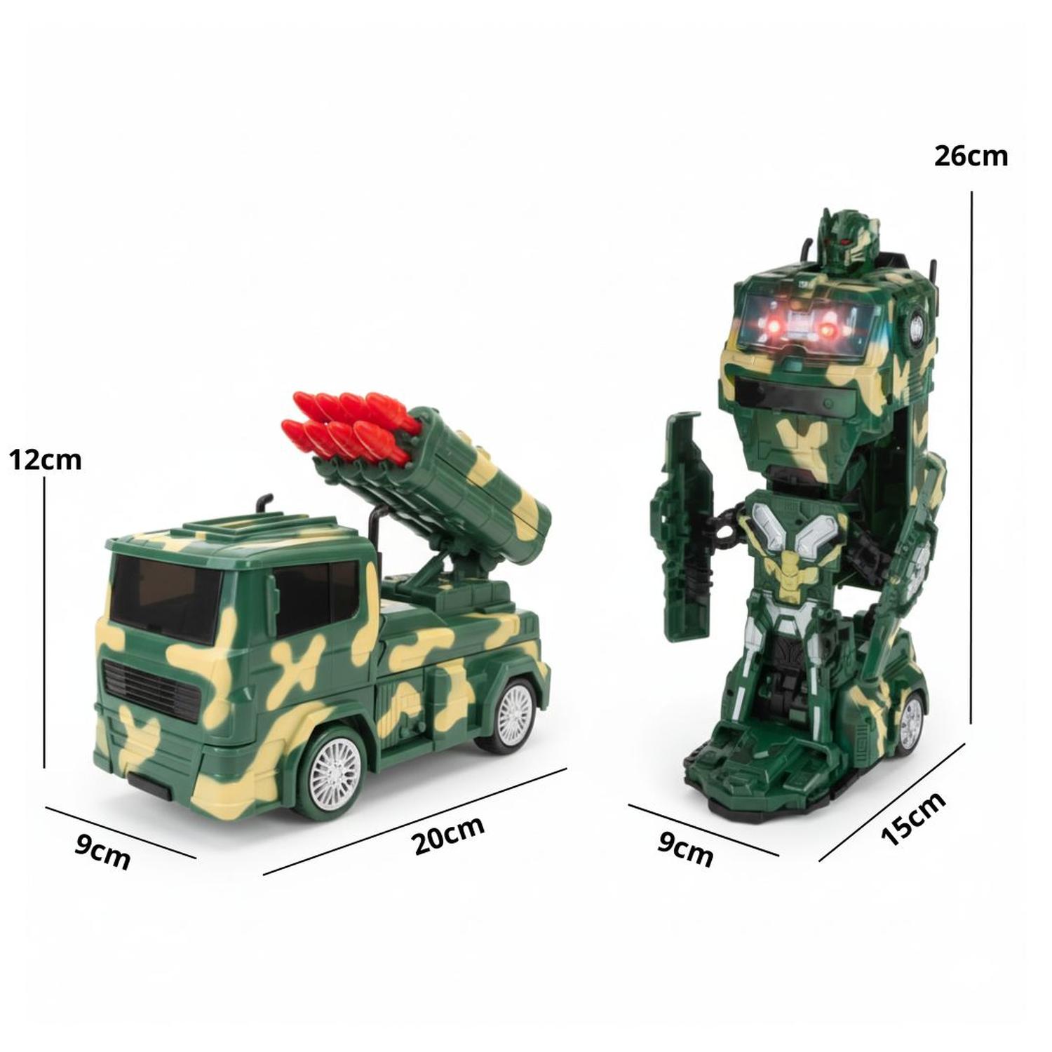 JUGUETE TRANSFORMER FIGURA TRANSFORMACIÓN ROBOT CAMIÓN MILITAR LANZA COHETE - 3