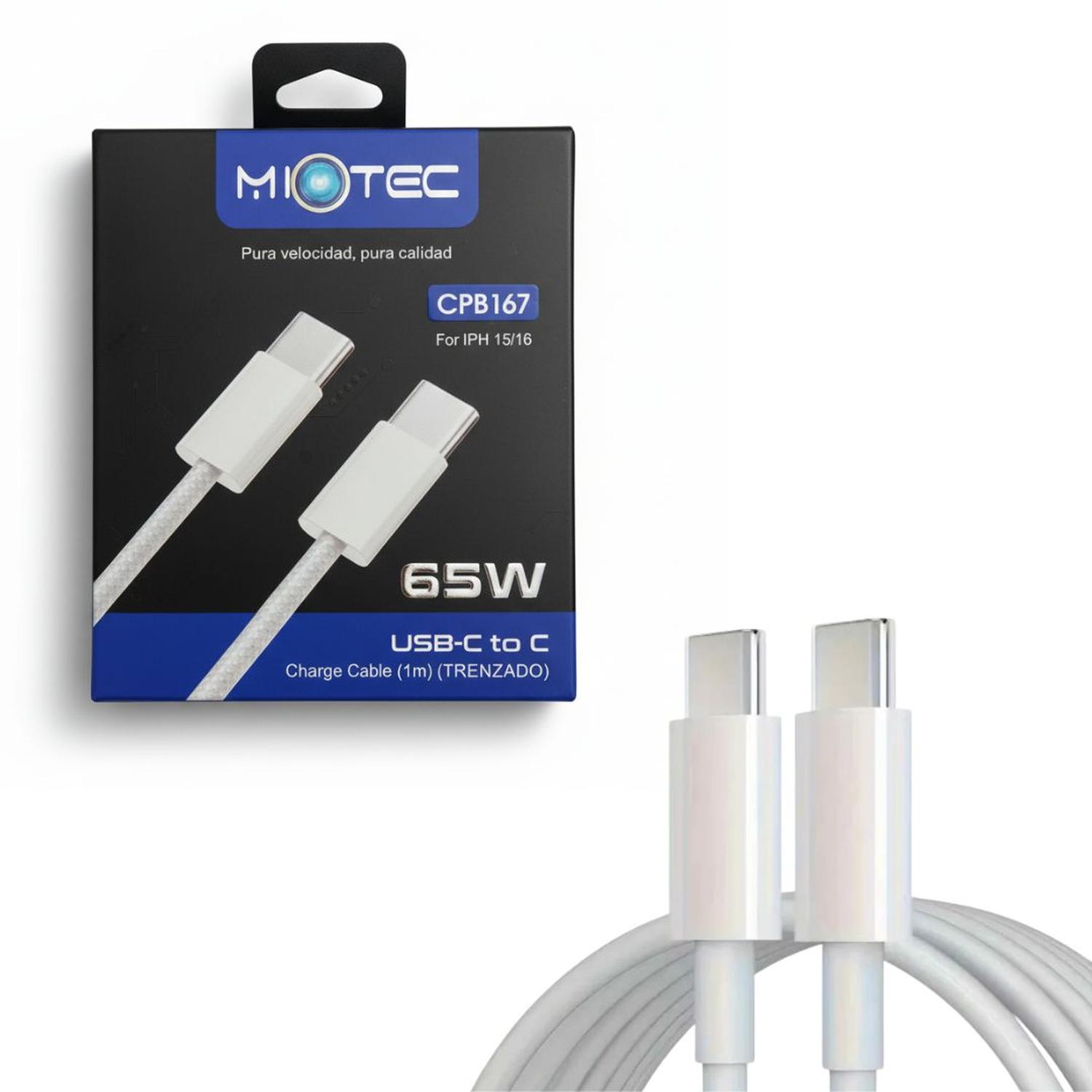 CABLE CARGA RÁPIDA Y DATOS PARA CELULAR CPB167 DE 65W TIPO C - 1