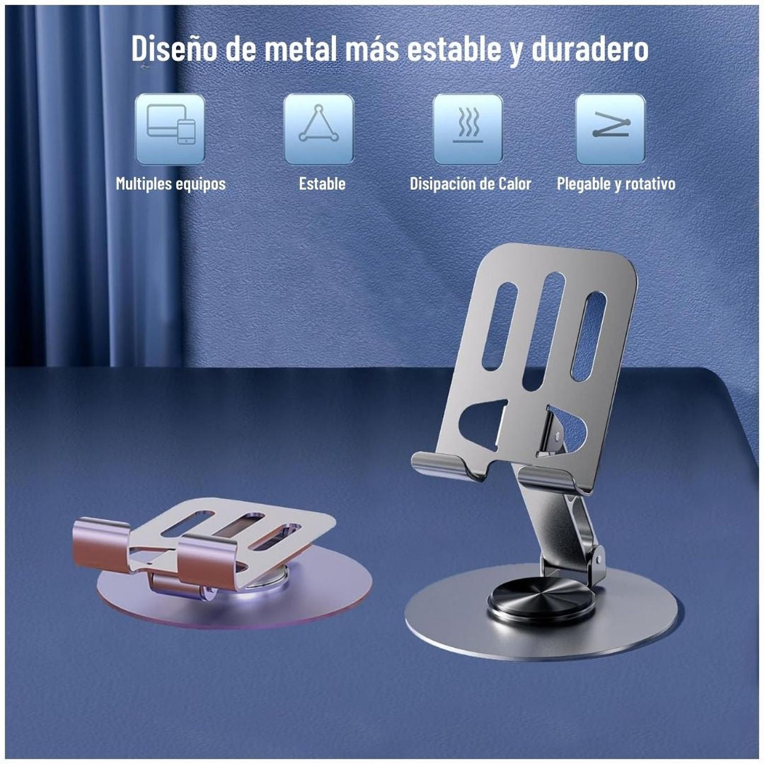 SOPORTE PARA CELULAR DE METAL 8562 AJUSTABLE PLEGABLE GIRATORIO 360° - 4