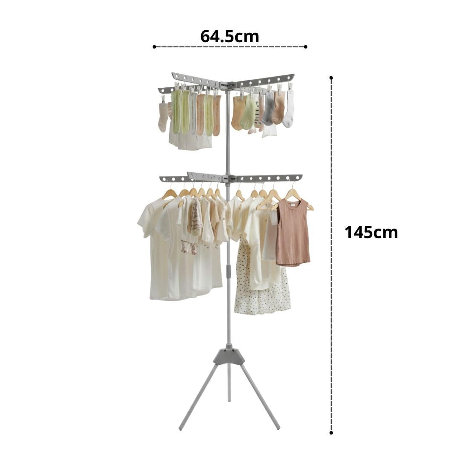 TENDEDERO DE ROPA VERTICAL 2 NIVELES PLEGABLE MULTIFUNCIONAL TAMAÑO M - 3