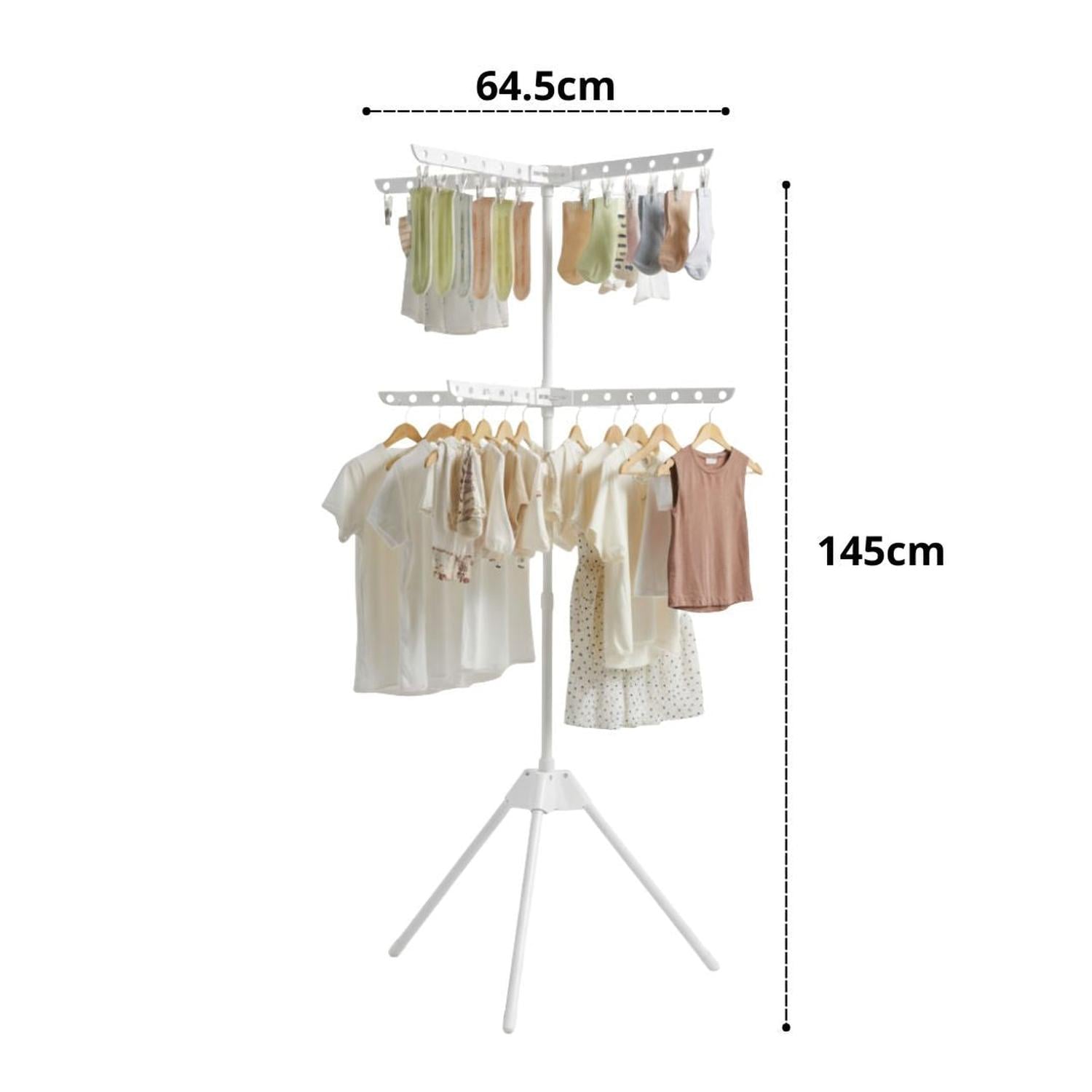 TENDEDERO DE ROPA VERTICAL 2 NIVELES PLEGABLE MULTIFUNCIONAL TAMAÑO M - 3