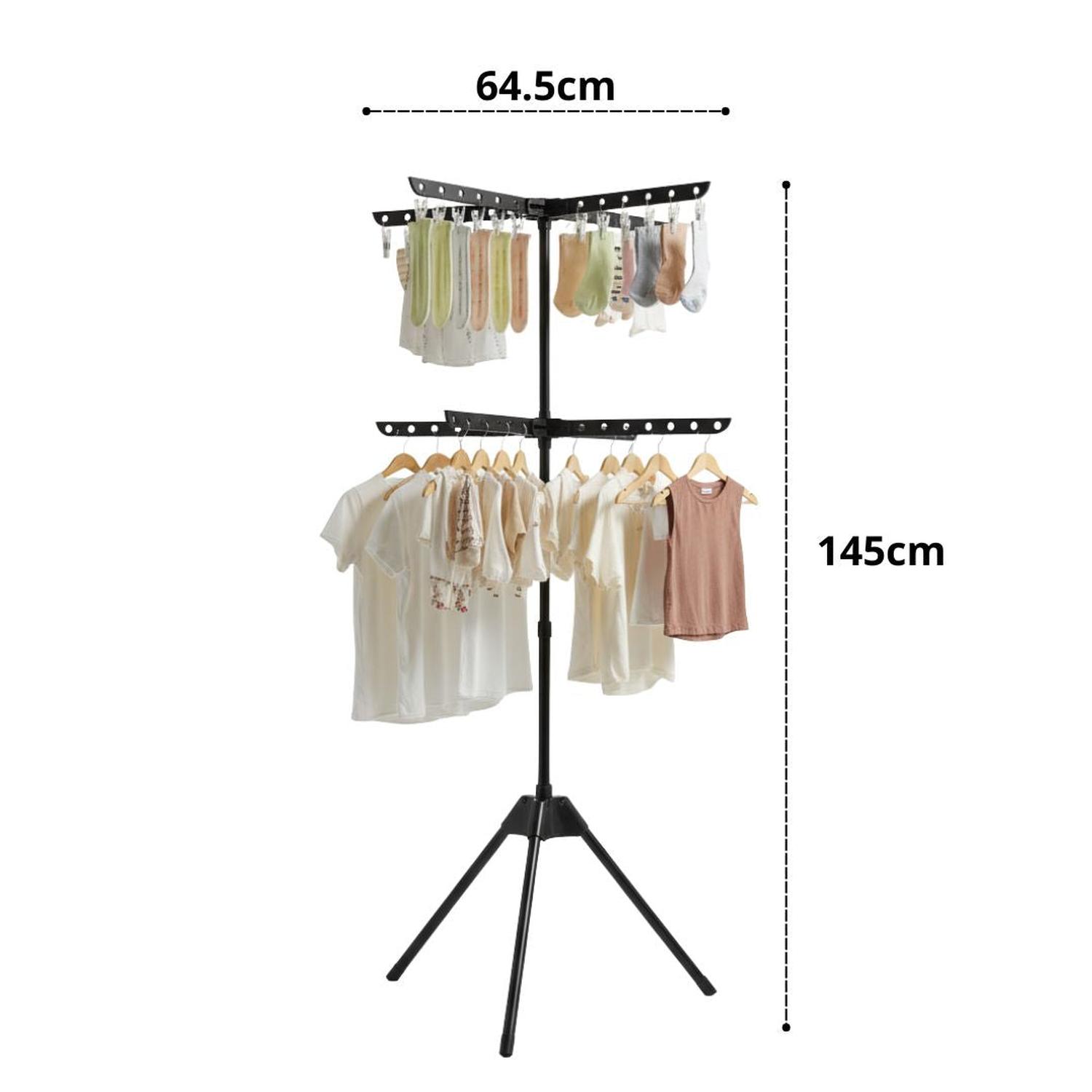 TENDEDERO DE ROPA VERTICAL 2 NIVELES PLEGABLE MULTIFUNCIONAL TAMAÑO M - 3