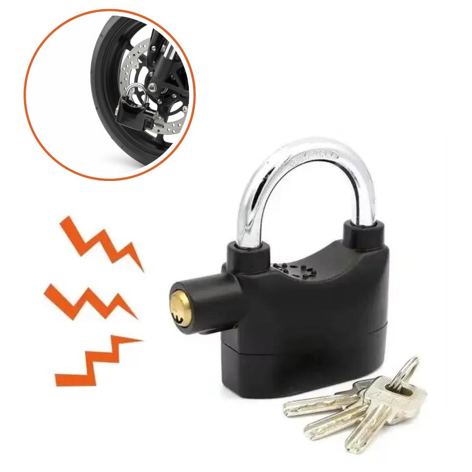 CANDADO DE SEGURIDAD CON ALARMA PARA MOTOS BICICLETAS PUERTAS 110DB - 1