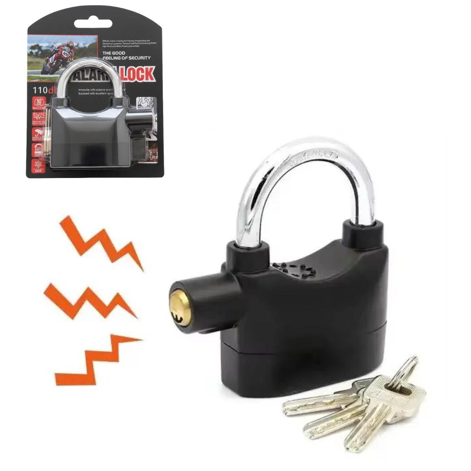 CANDADO DE SEGURIDAD CON ALARMA PARA MOTOS BICICLETAS PUERTAS 110DB - 3