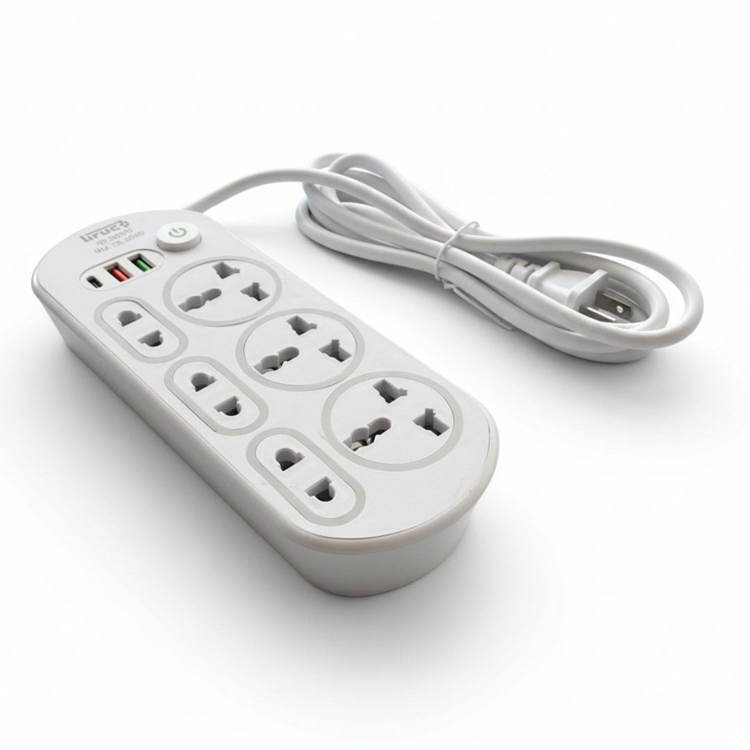 CARGADOR MULTIPUERTO 9 EN 1 EXTENSIÓN ELÉCTRICA 2 PUERTOS USB + 1 TIPO C + 4 TOMACORRIENTES - 2