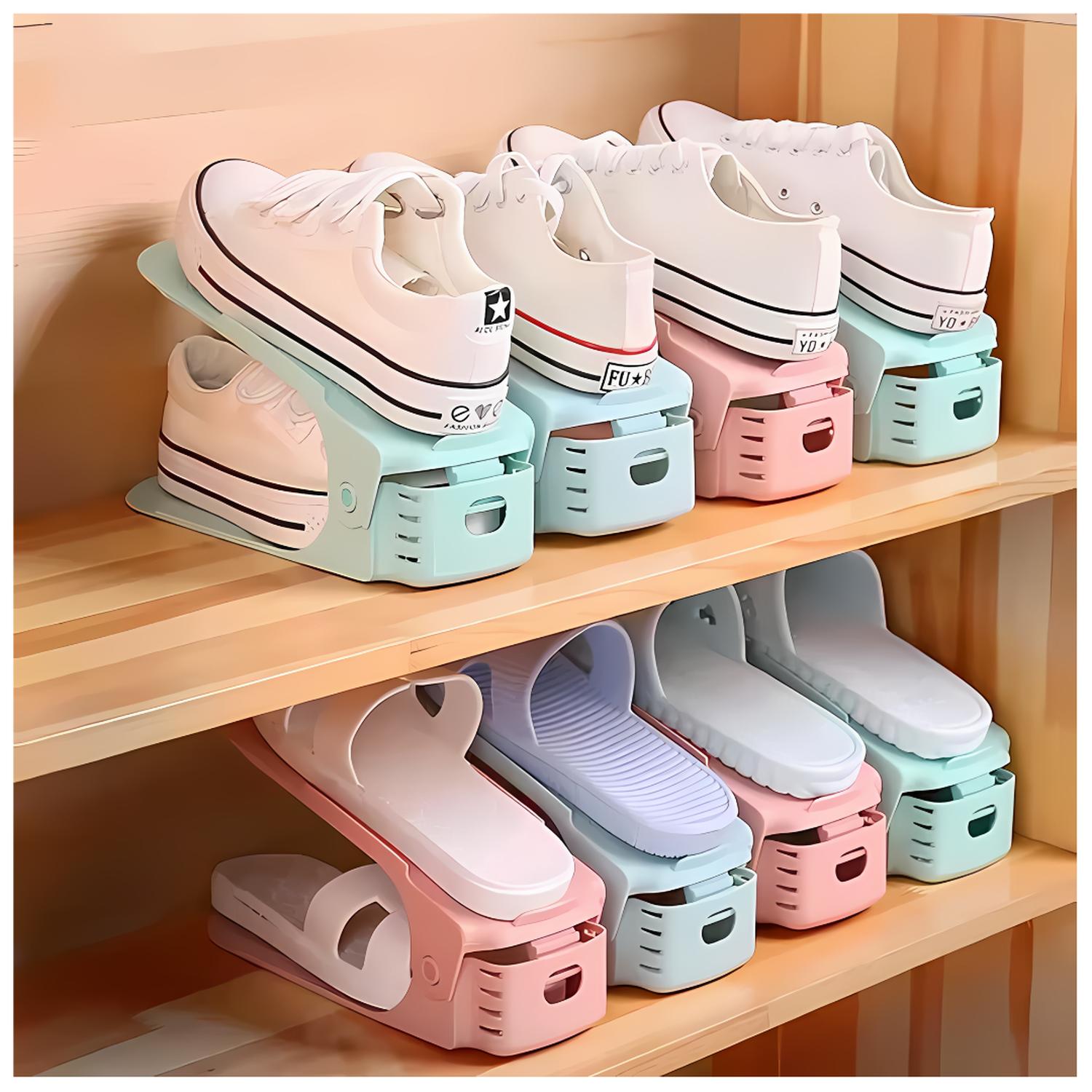 SET DE 10 ORGANIZADORES DE ZAPATOS DE ALTURA AJUSTABLE PLEGABLE TAMAÑO M - 1