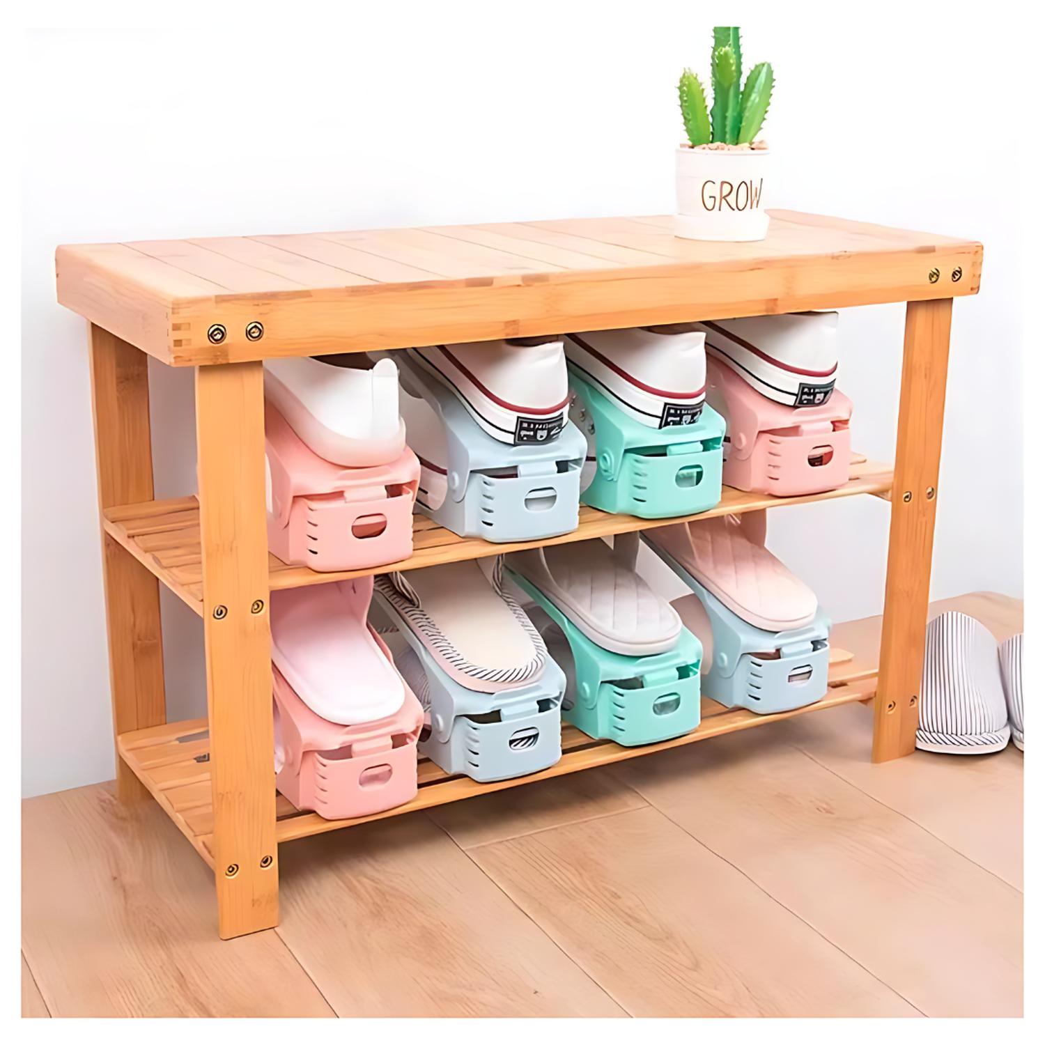 SET DE 10 ORGANIZADORES DE ZAPATOS DE ALTURA AJUSTABLE PLEGABLE TAMAÑO M - 2