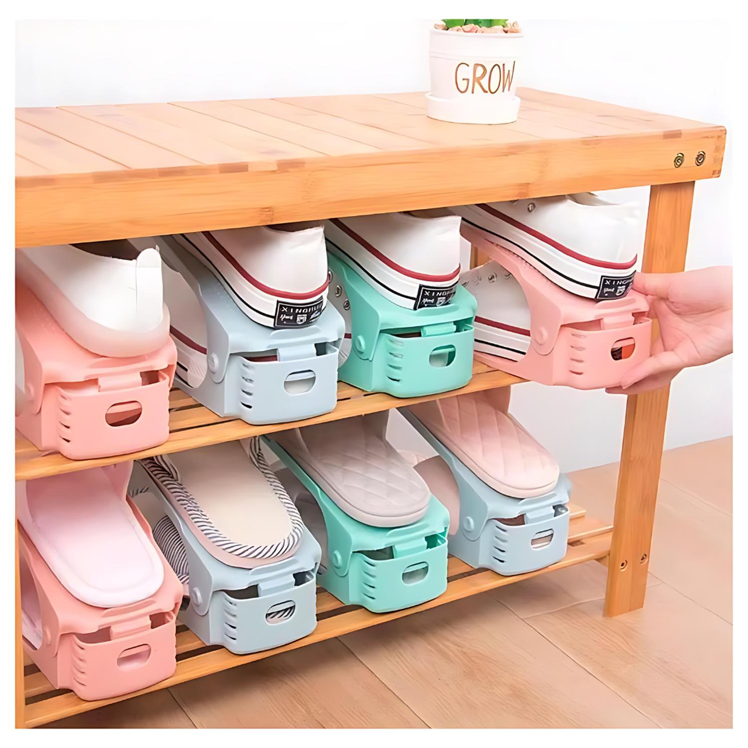 SET DE 10 ORGANIZADORES DE ZAPATOS DE ALTURA AJUSTABLE PLEGABLE TAMAÑO M - 3