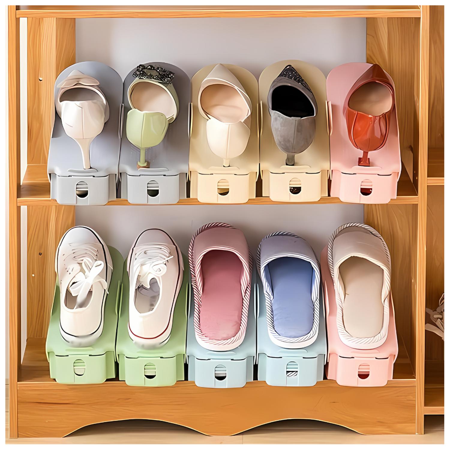 SET DE 10 ORGANIZADORES DE ZAPATOS DE ALTURA AJUSTABLE PLEGABLE TAMAÑO M - 6