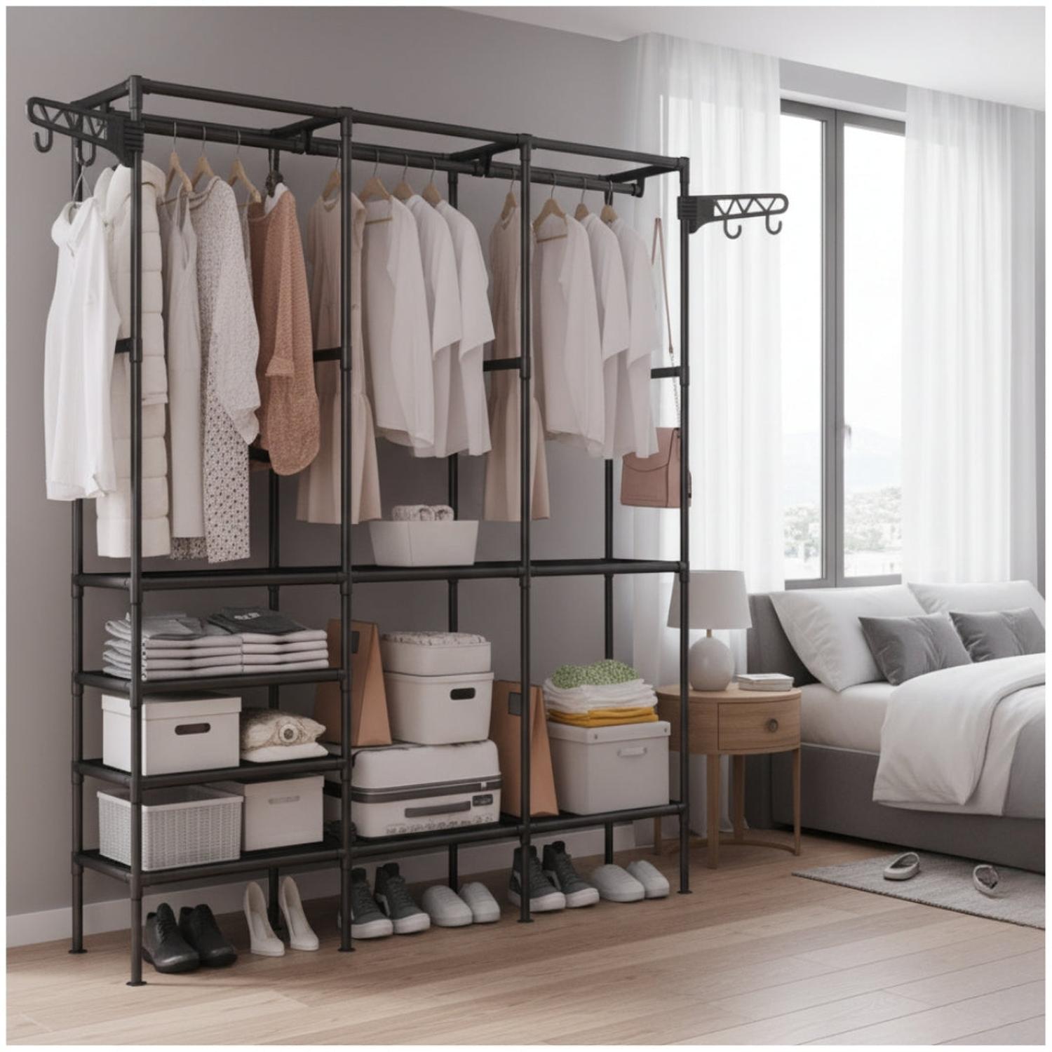 ROPERO COLGADOR ORGANIZADOR DE ROPA 3 CUERPOS 173X160X36CM TAMAÑO M - 1
