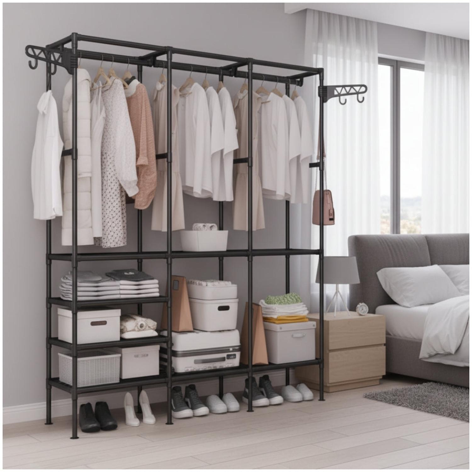 ROPERO COLGADOR ORGANIZADOR DE ROPA 3 CUERPOS 173X160X36CM TAMAÑO M - 2