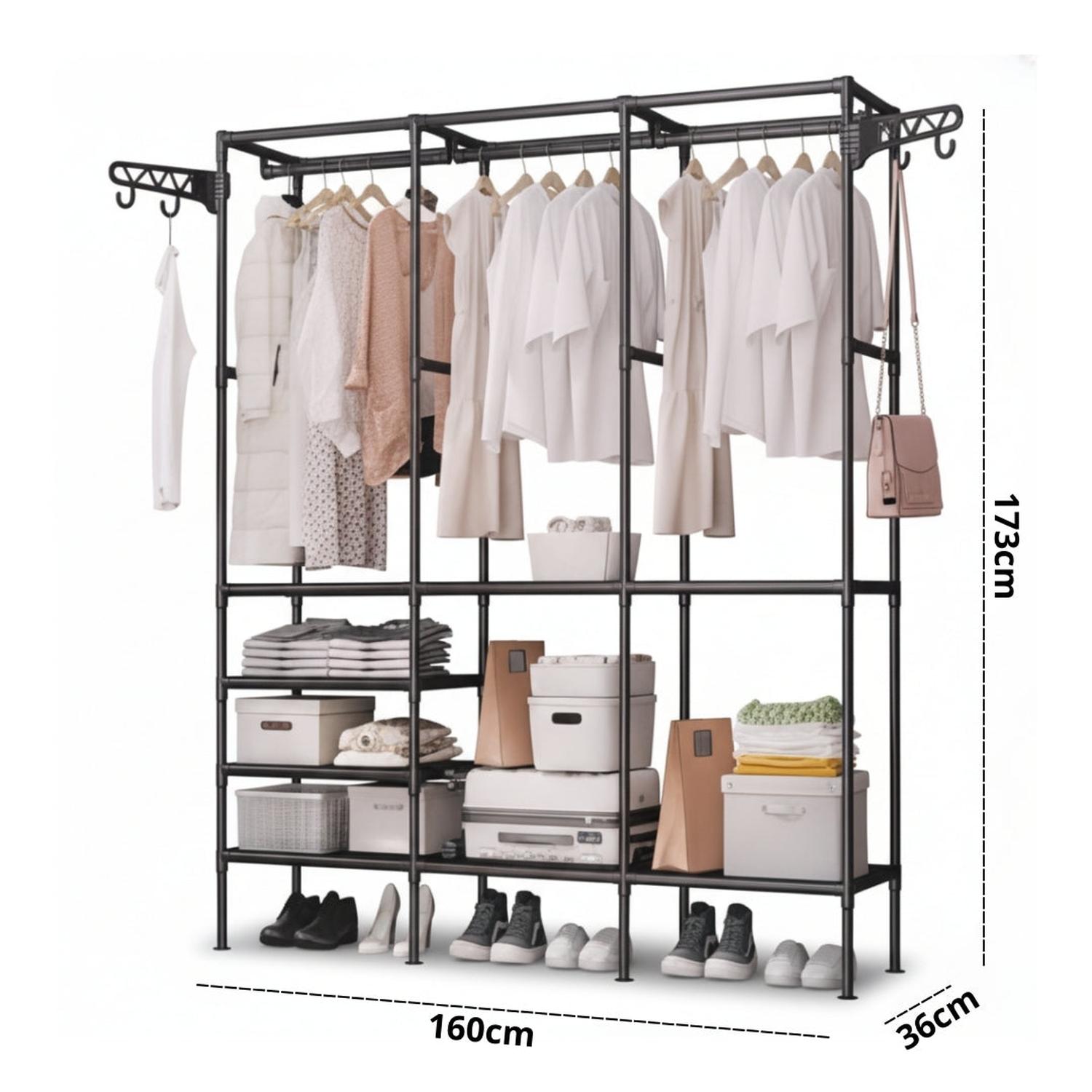 ROPERO COLGADOR ORGANIZADOR DE ROPA 3 CUERPOS 173X160X36CM TAMAÑO M - 4