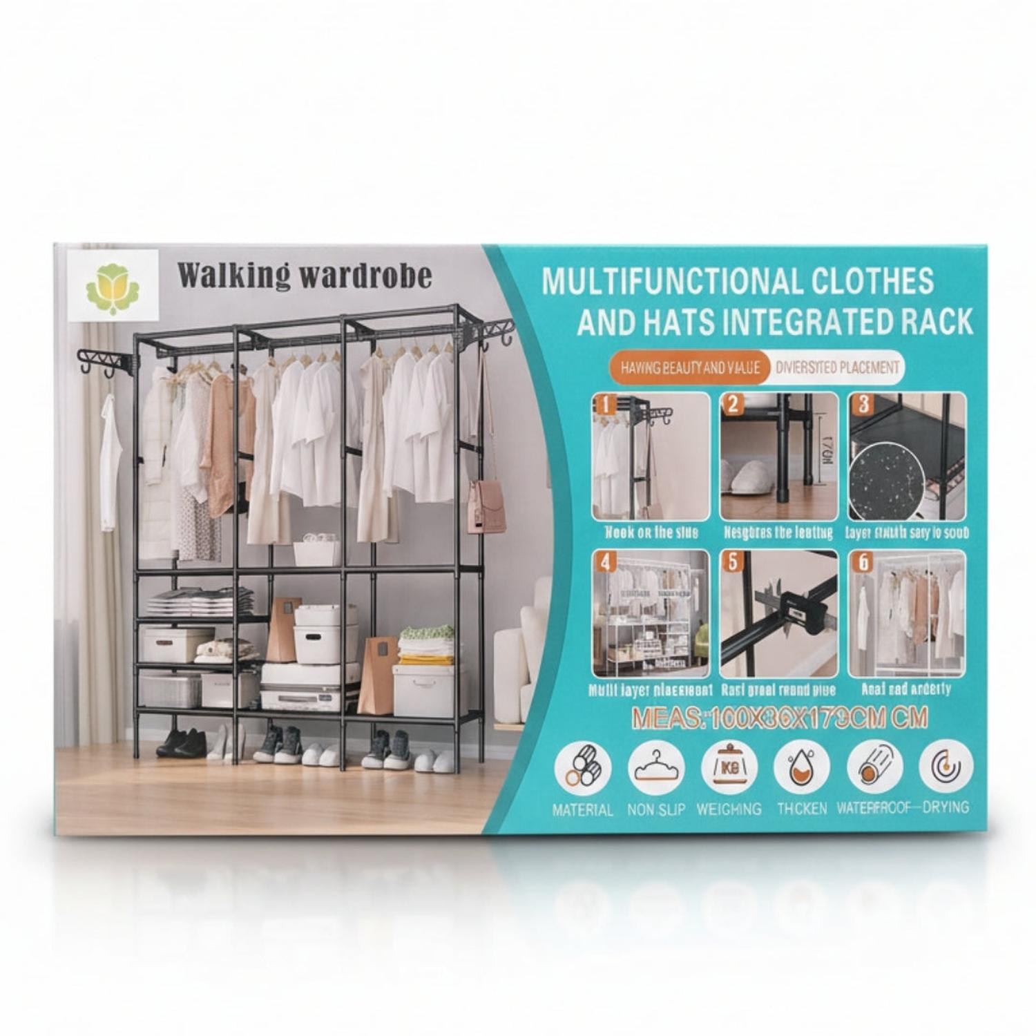 ROPERO COLGADOR ORGANIZADOR DE ROPA 3 CUERPOS 173X160X36CM TAMAÑO M - 5