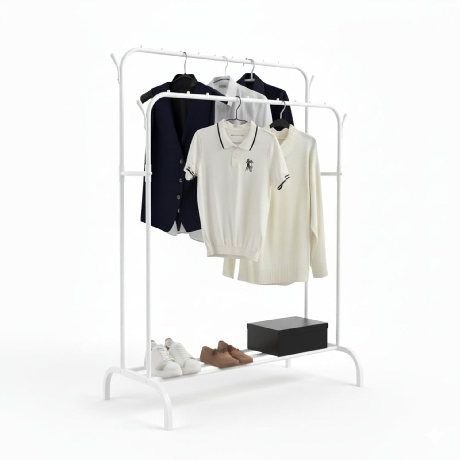 COLGADOR PERCHERO ORGANIZADOR DE ROPA DOBLE BARRA DE METAL 150X110X57CM TAMAÑO M - 2