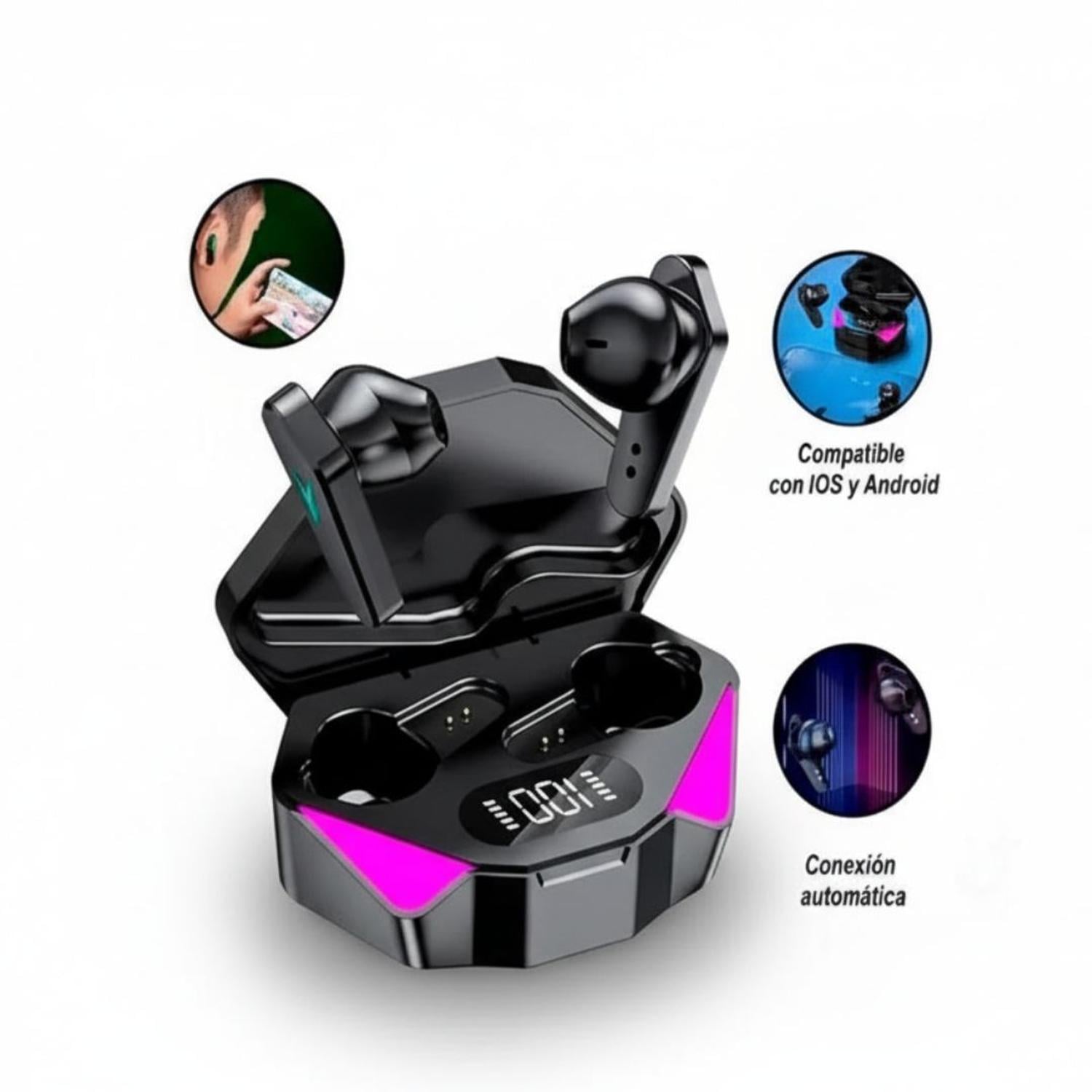 AUDÍFONOS INALÁMBRICOS BLUETOOTH X15 AURICULARES GAMER TÁCTIL PANTALLA DIGITAL - 3