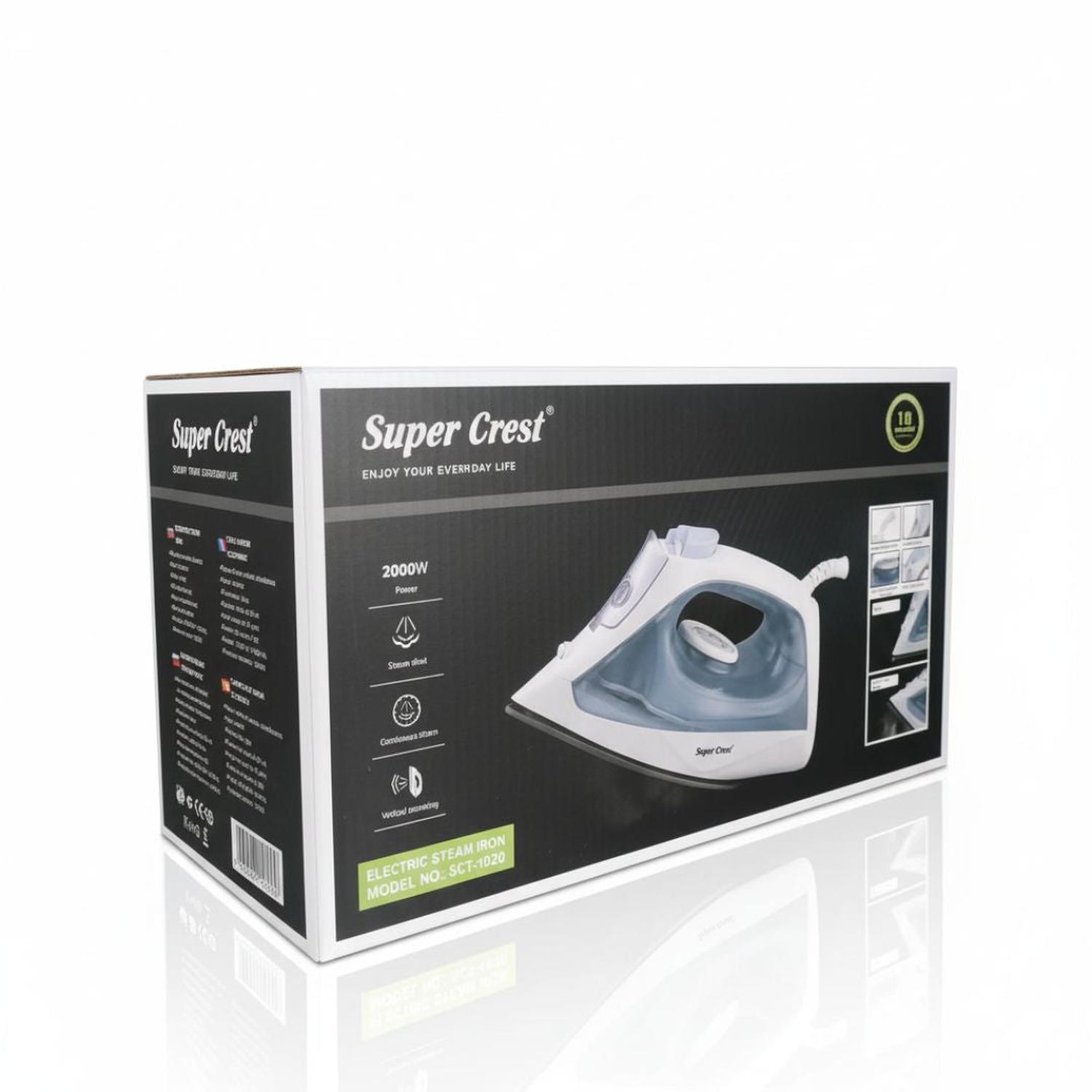 PLANCHA A VAPOR ELÉCTRICA CON BASE ANTIADHERENTE SUPER CREST 2000W TAMAÑO M - 1