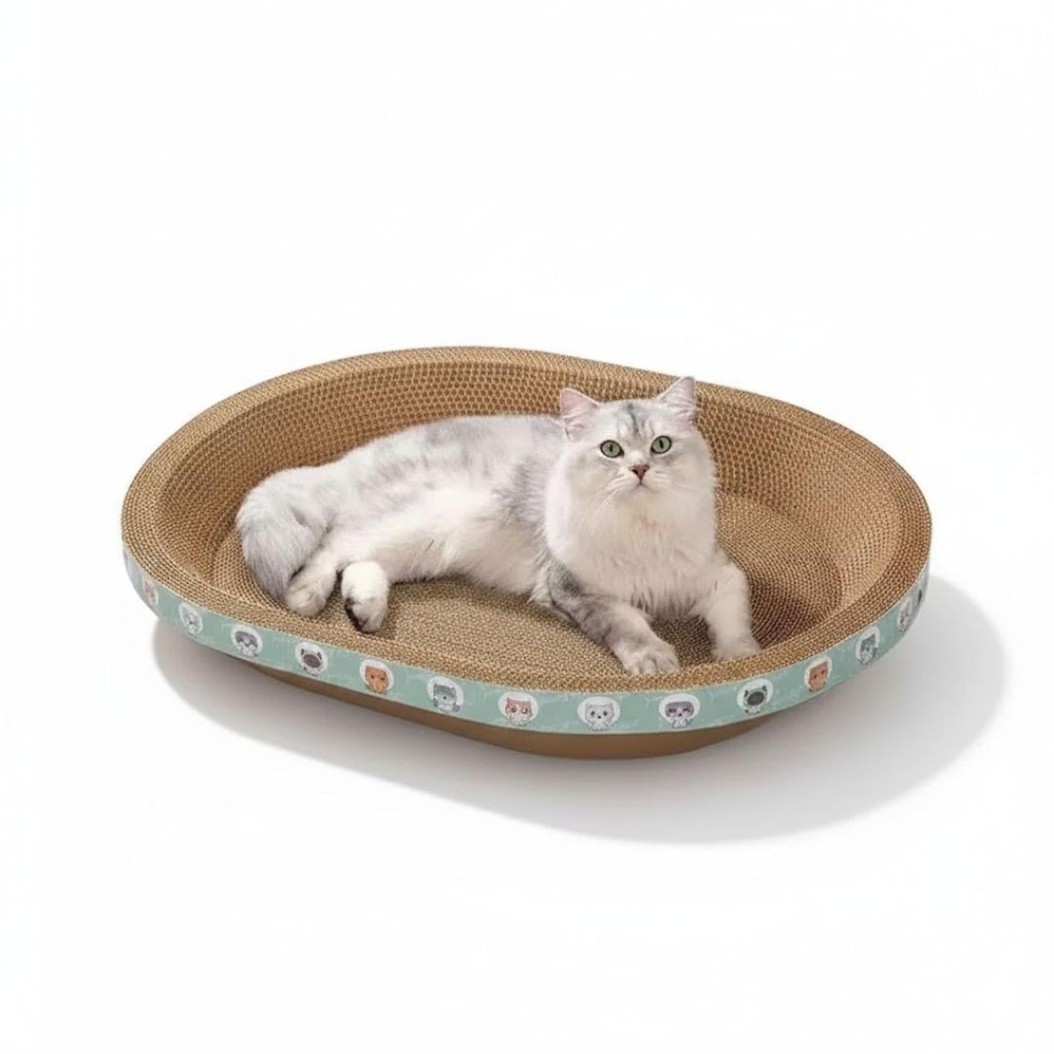 CAMA RASCADOR OVALADO PARA GATO CORRUGADO DE ALTA DENSIDAD 40X60CM - 1