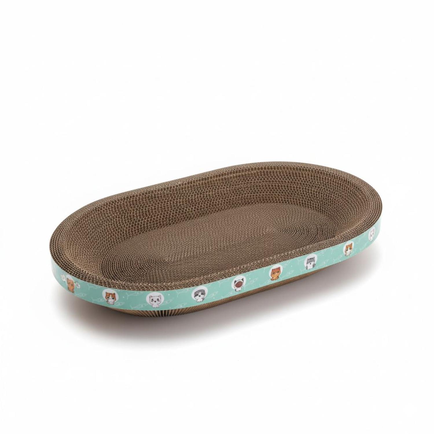 CAMA RASCADOR OVALADO PARA GATO CORRUGADO DE ALTA DENSIDAD 40X60CM - 6