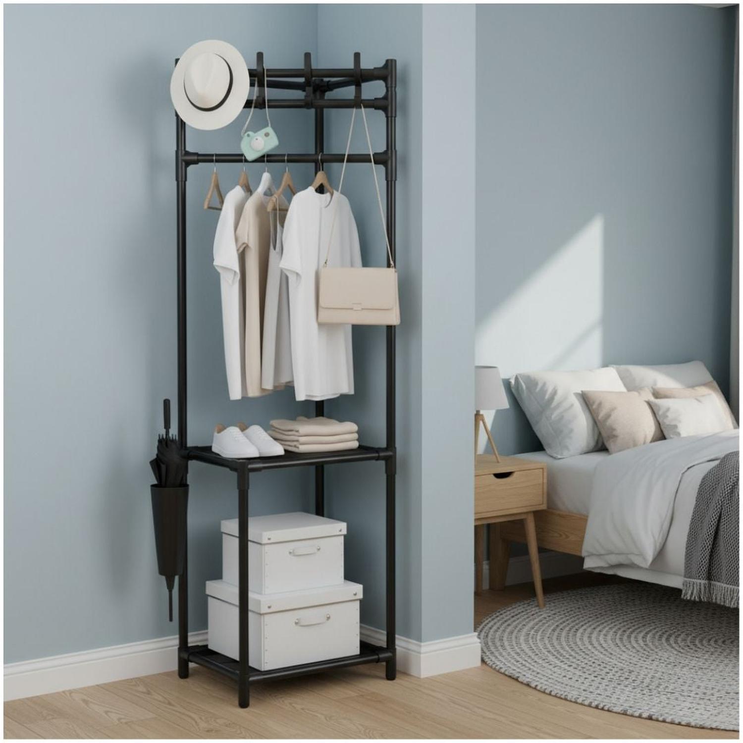 ESTANTE ORGANIZADOR COLGADOR DE ROPA ESQUINERO 2 REPISAS 176X43X43CM TAMAÑO M - 1