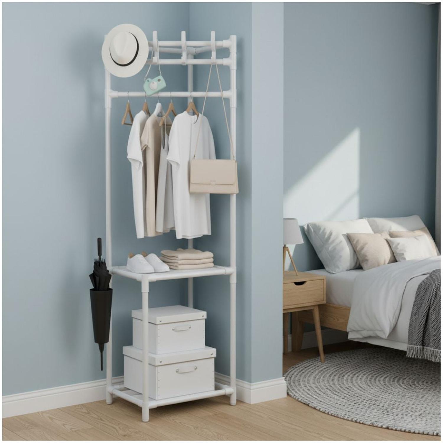 ESTANTE ORGANIZADOR COLGADOR DE ROPA ESQUINERO 2 REPISAS 176X43X43CM TAMAÑO M - 1