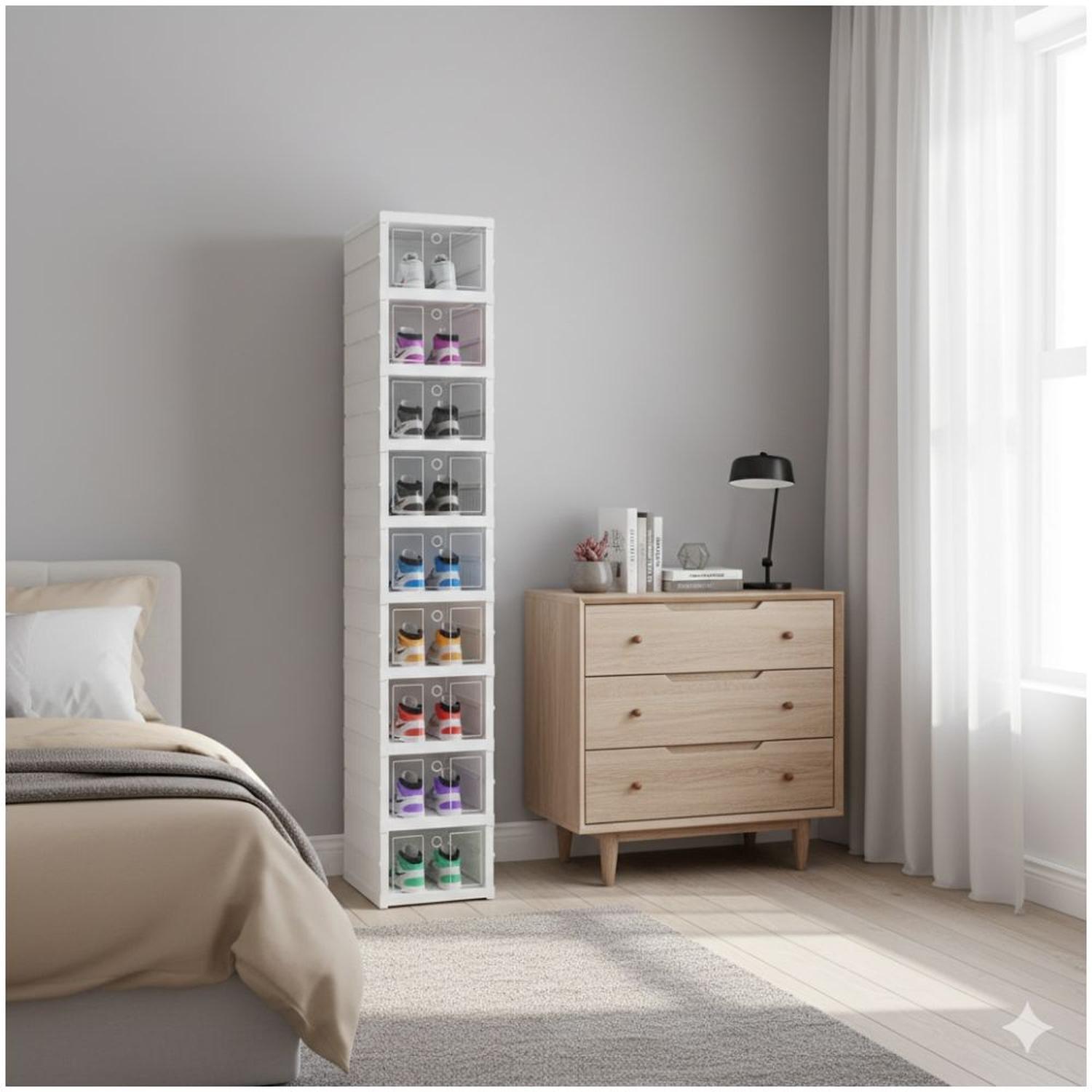 ORGANIZADOR ZAPATERA DE 9 NIVELES PARA 9 PARES PLEGABLE ACRÍLICO 156X26X35CM - 1