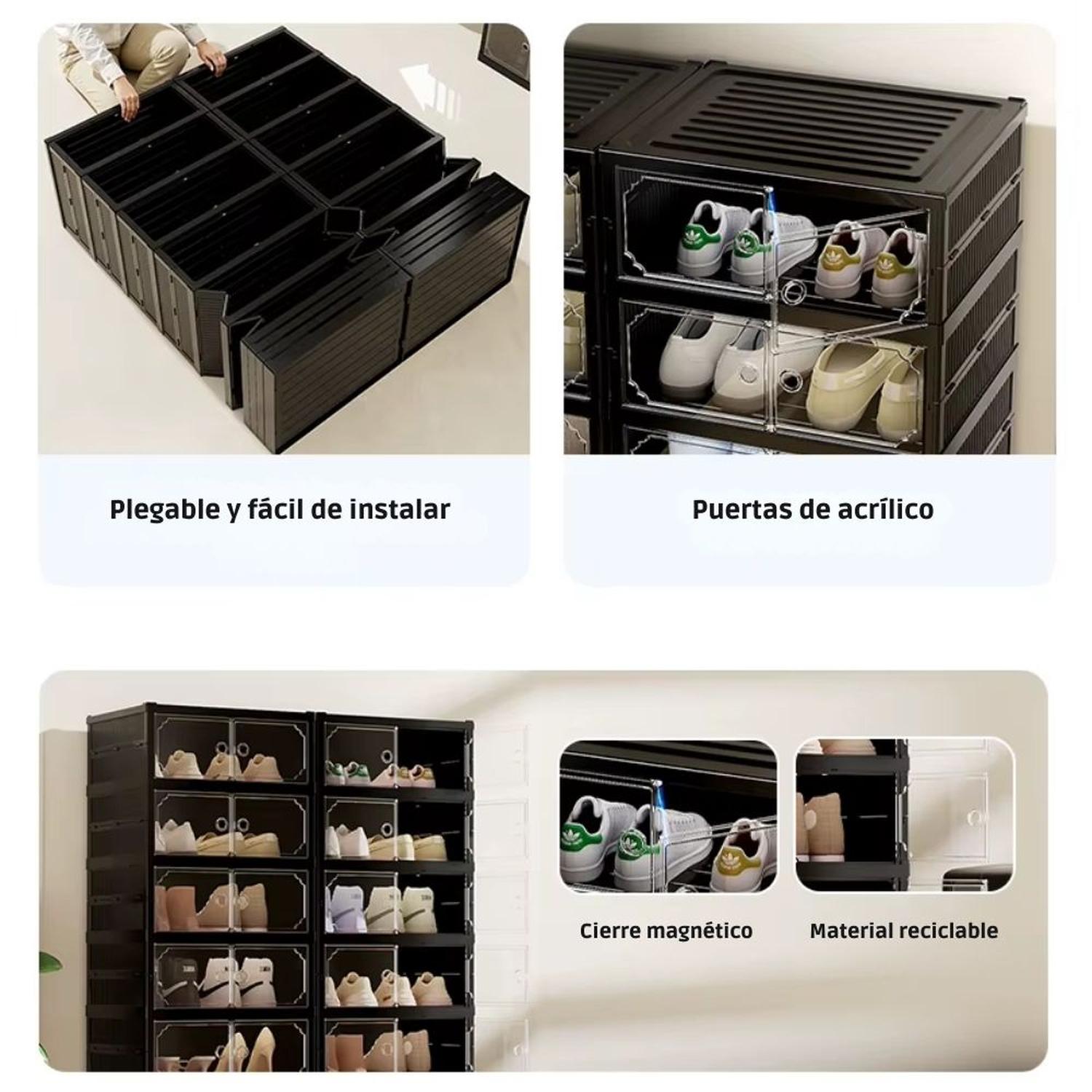 ORGANIZADOR ZAPATERA 9 NIVELES 18 PARES NEGRO PLEGABLE ACRÍLICO 170X44X35CM - 4
