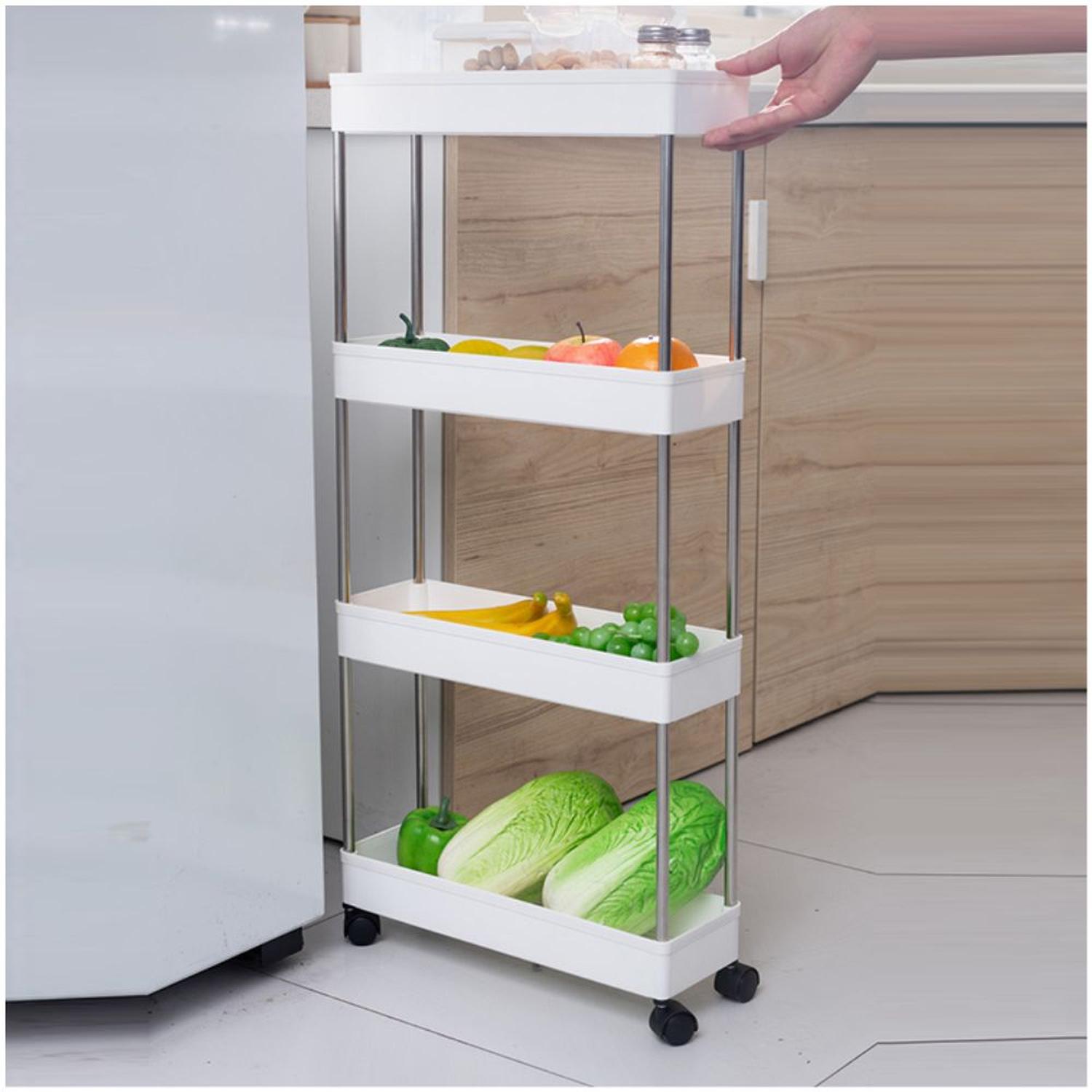 CARRITO ORGANIZADOR DE COCINA MULTIUSOS 4 NIVELES CON RUEDAS 84.5X34.5X12CM - 3