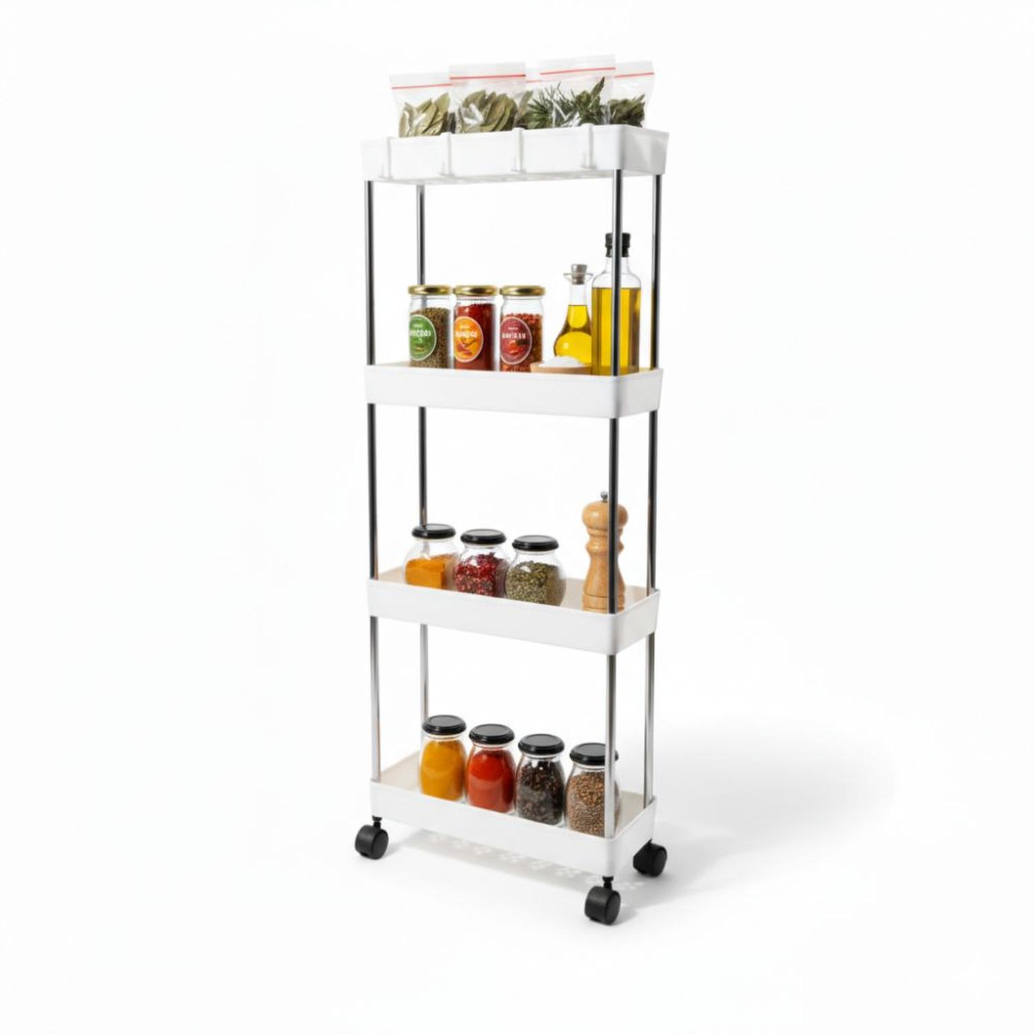 CARRITO ORGANIZADOR DE COCINA MULTIUSOS 4 NIVELES CON RUEDAS 84.5X34.5X12CM - 6