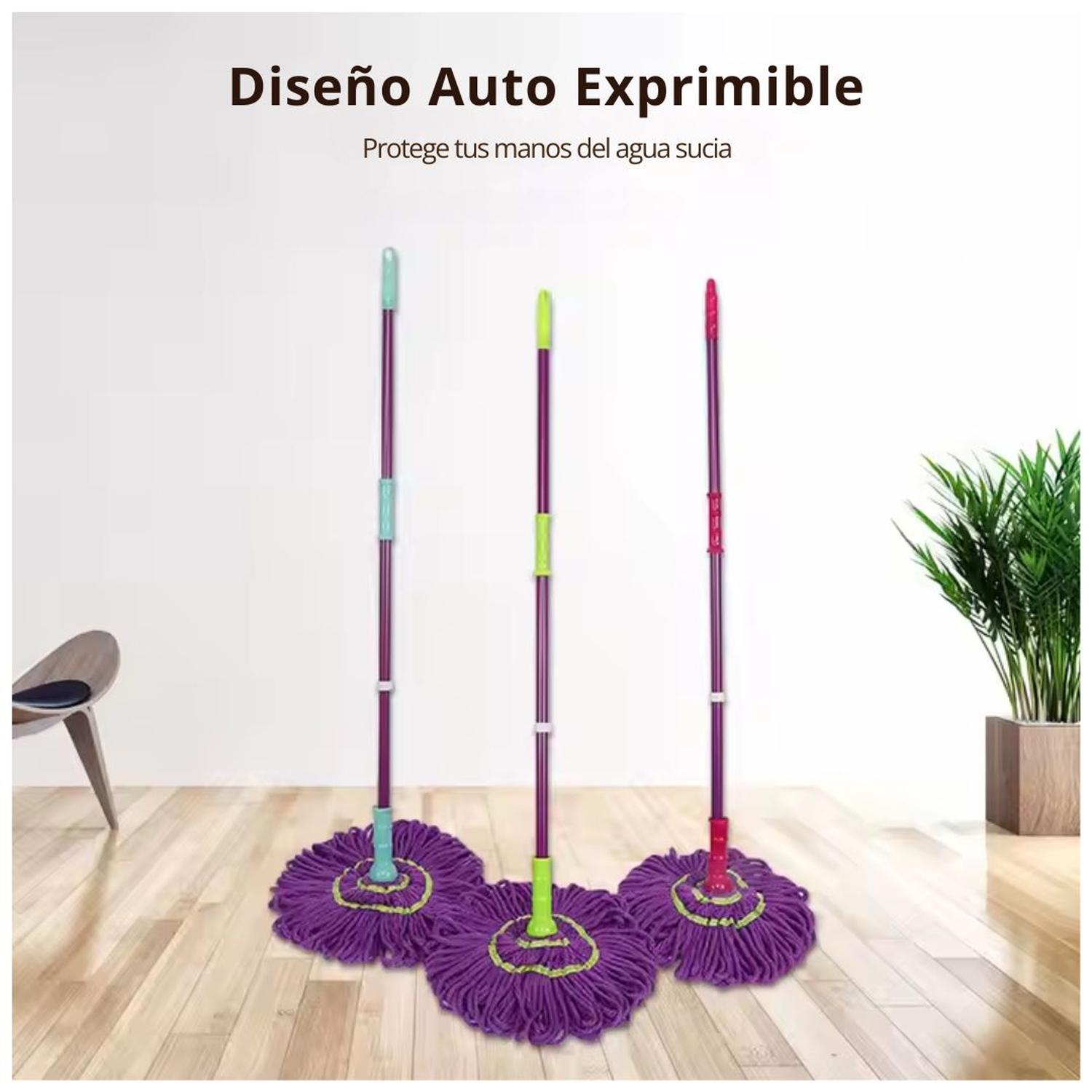 TRAPEADOR MÁGICO GIRATORIO DE MICROFIBRA SECADO RÁPIDO EXPRIME SIN CONTACTO CELESTE TAMAÑO M - 2