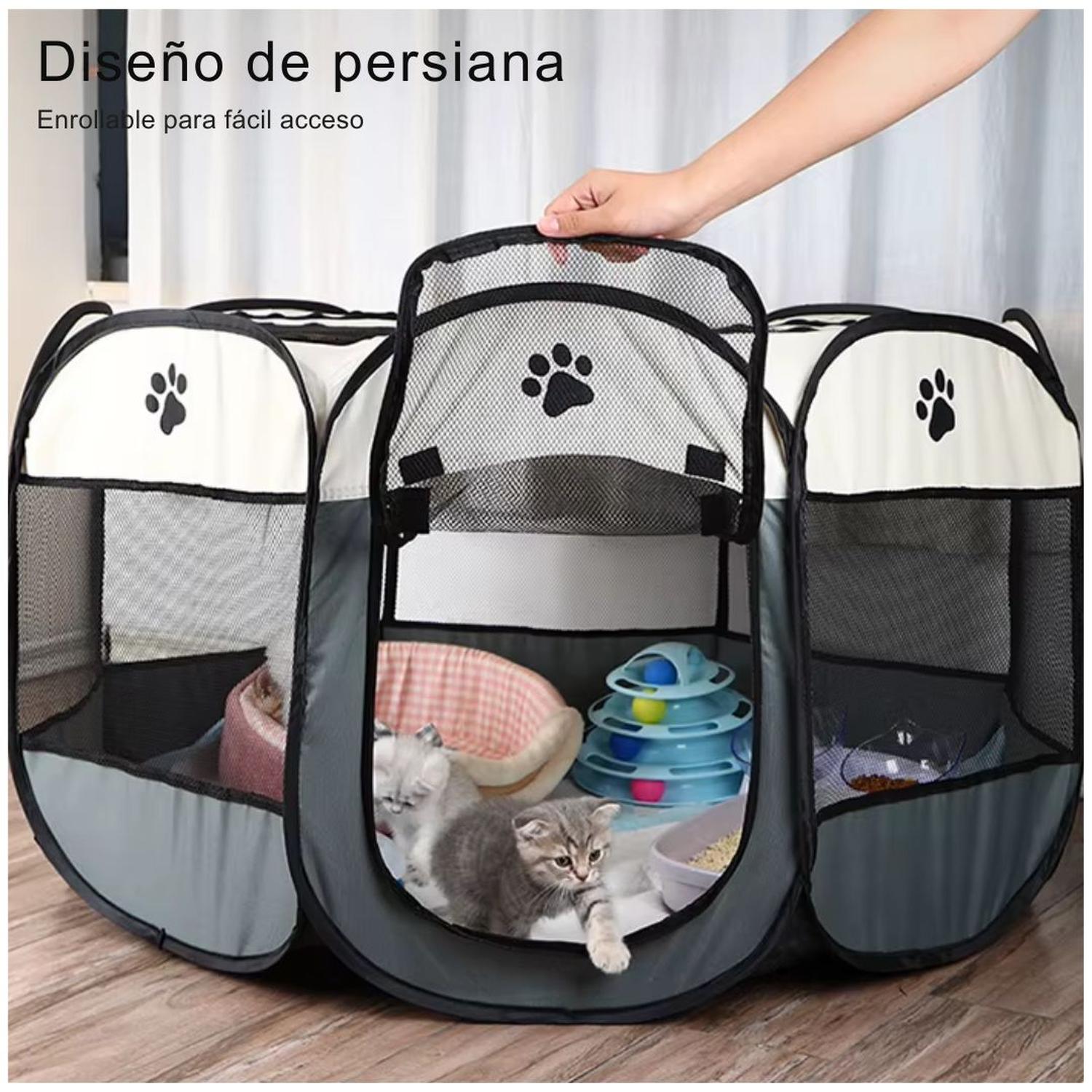 CORRAL CAMA PARA GATOS PERROS CASA PARA MASCOTAS PLEGABLE 58X90X90CM - 2