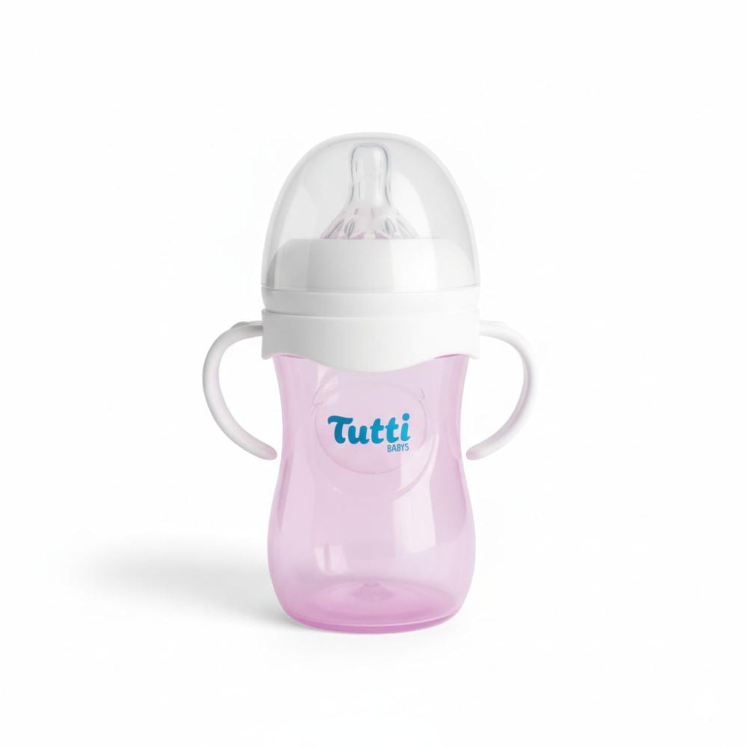 BIBERÓN NATURAL TUTTI DE 240 ML 8 OZ TETINA ANCHA ANTICÓLICOS ASA ERGONÓMICA TAMAÑO M - 1