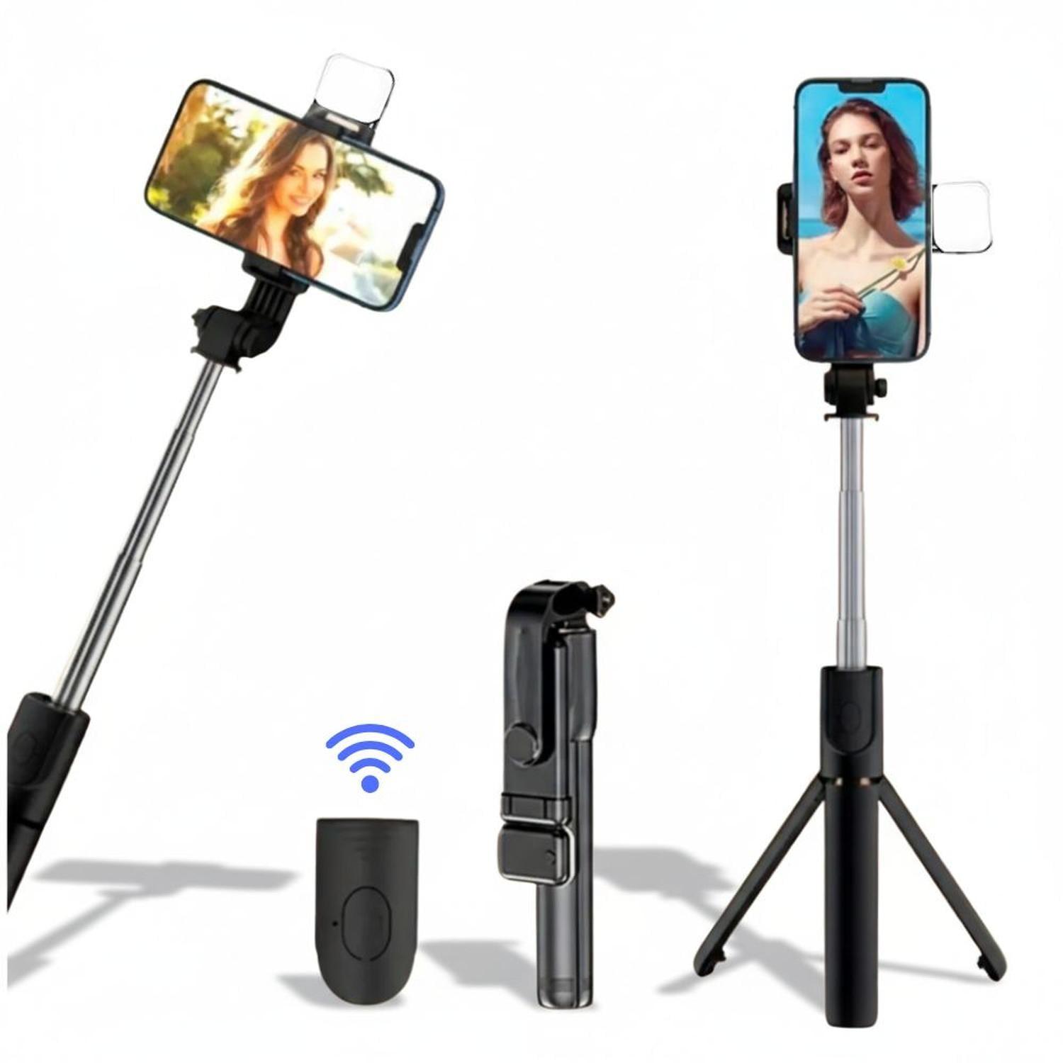ESTABILIZADOR PALO SELFIE BLUETOOTH TRÍPODE CON SOPORTE PARA CELULAR R1S LUZ LED INTEGRADA - 1
