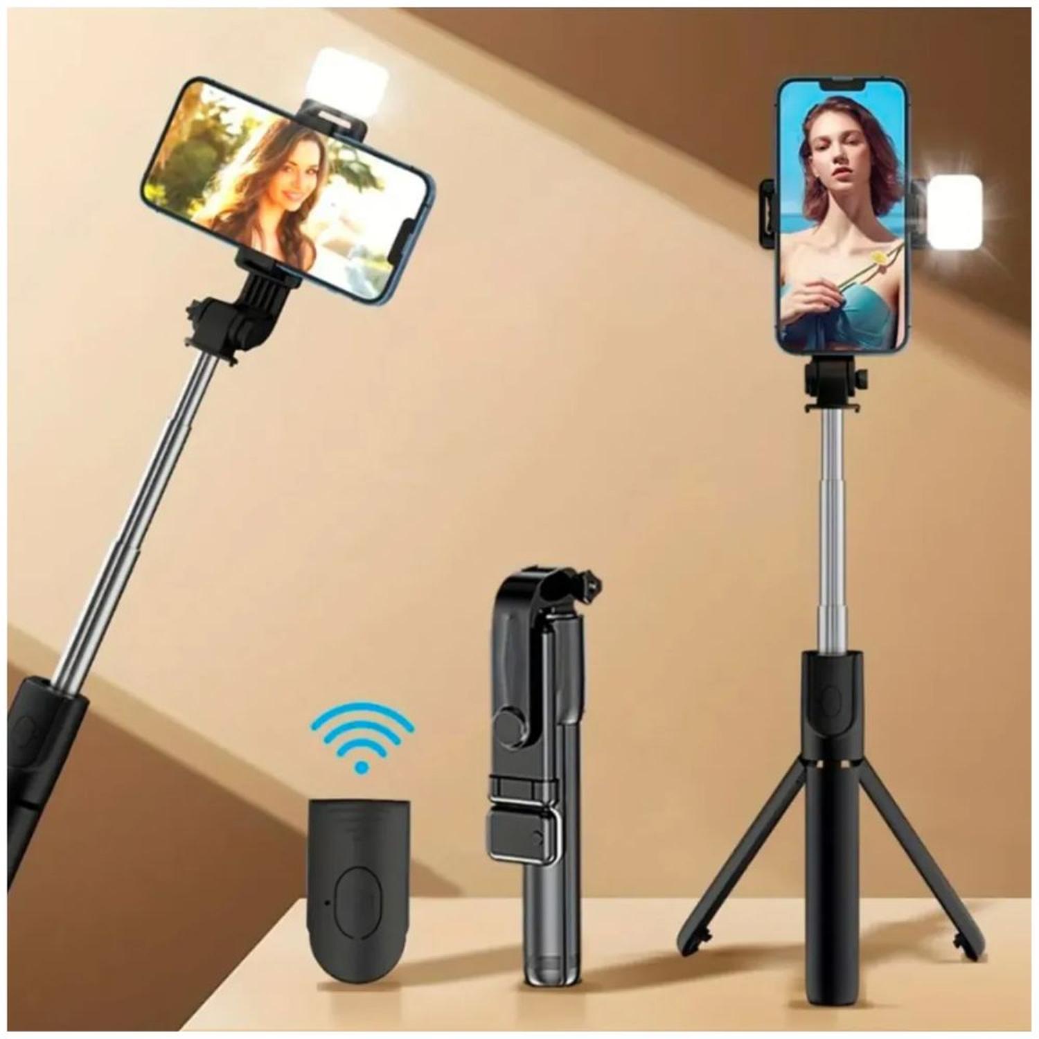 ESTABILIZADOR PALO SELFIE BLUETOOTH TRÍPODE CON SOPORTE PARA CELULAR R1S LUZ LED INTEGRADA - 2