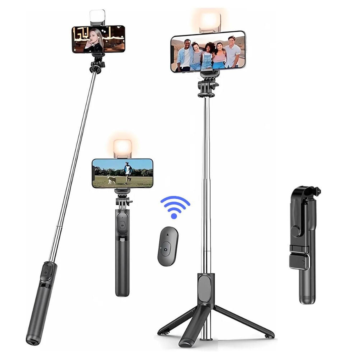 ESTABILIZADOR PALO SELFIE BLUETOOTH TRÍPODE CON SOPORTE PARA CELULAR R1S LUZ LED INTEGRADA - 3