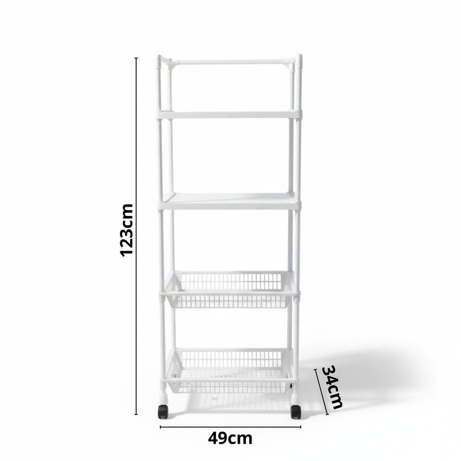 CARRITO ORGANIZADOR DE COCINA MULTIUSOS 4 NIVELES CON RUEDAS 123X49X35CM TAMAÑO M - 5