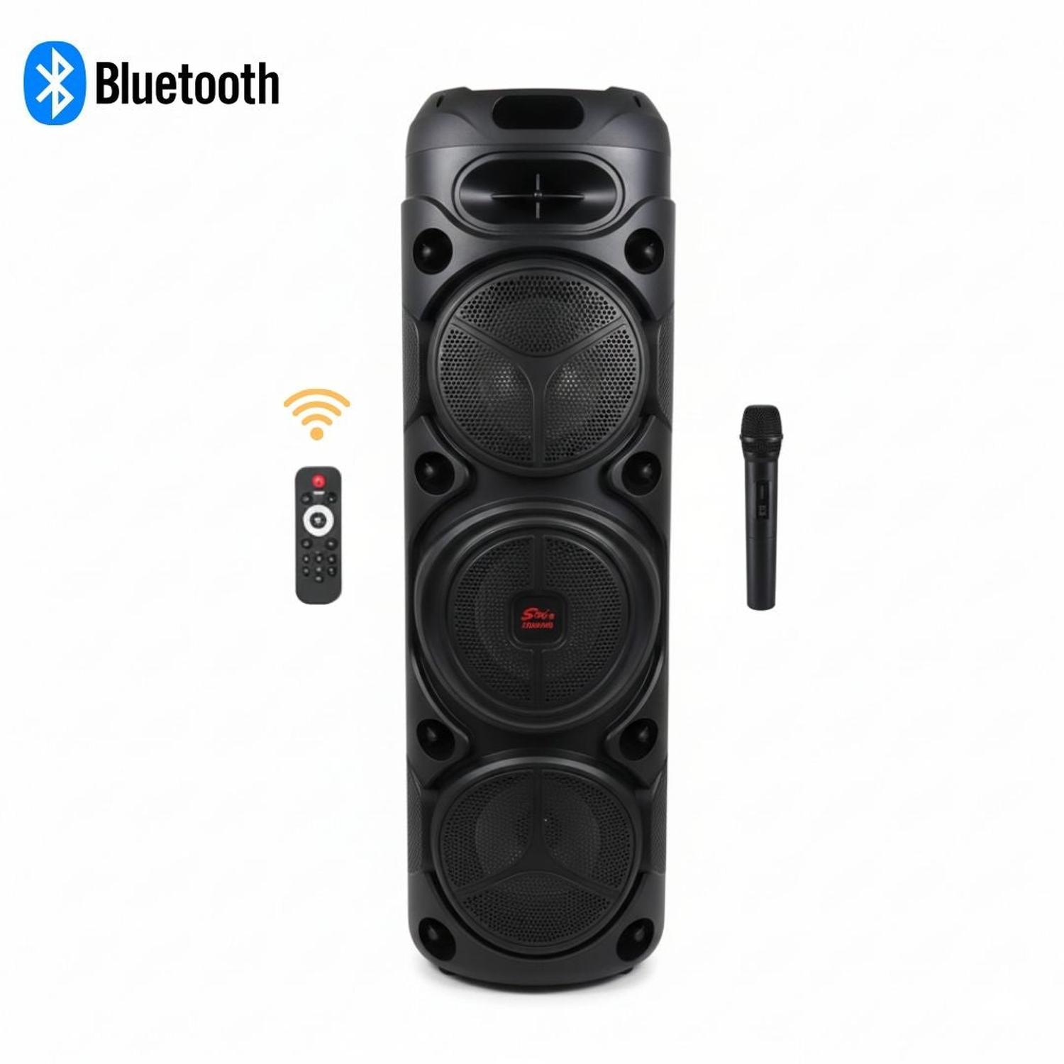 PARLANTE BLUETOOTH LUCES LED DE 60W CON TRIPLE PARLANTE DE 8' + MICRÓFONO + CONTROL - 2