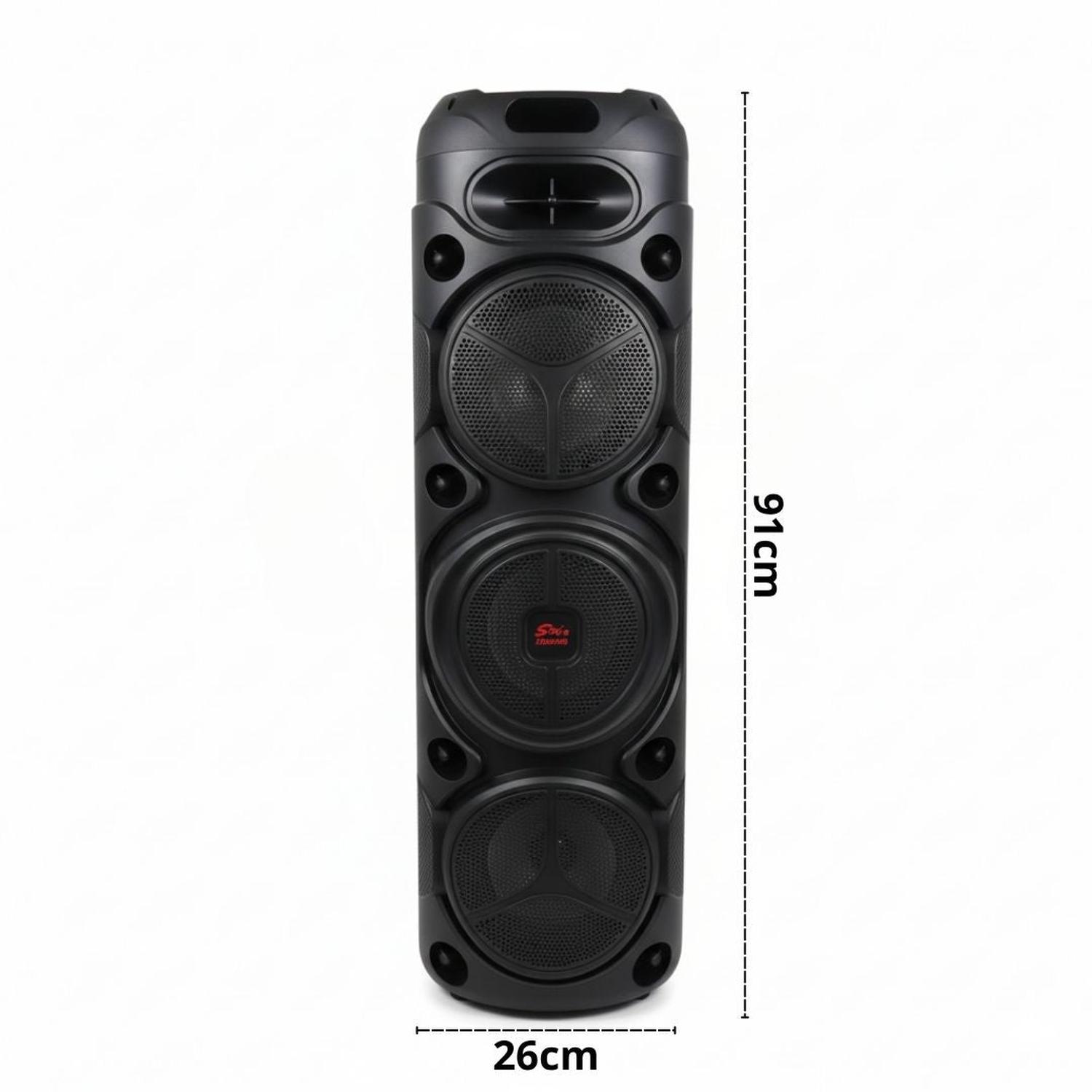 PARLANTE BLUETOOTH LUCES LED DE 60W CON TRIPLE PARLANTE DE 8' + MICRÓFONO + CONTROL - 6