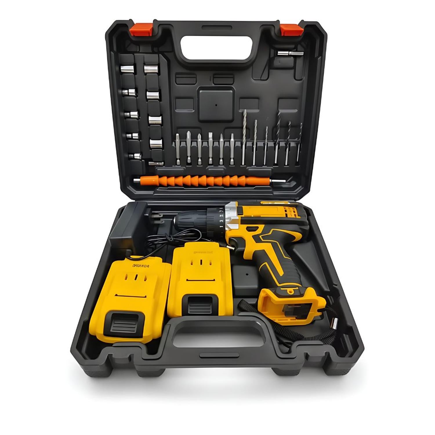 KIT TALADRO ELÉCTRICO INALÁMBRICO CON DOBLE BATERÍA CON MALETÍN Y ACCESORIOS - 1