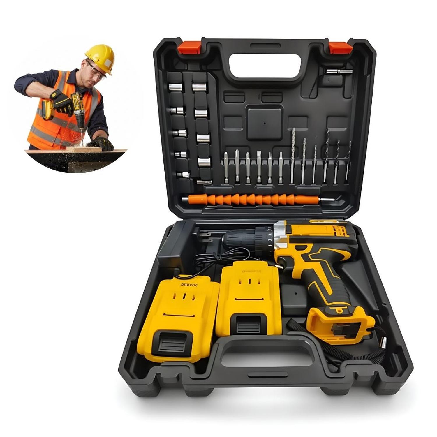 KIT TALADRO ELÉCTRICO INALÁMBRICO CON DOBLE BATERÍA CON MALETÍN Y ACCESORIOS - 6