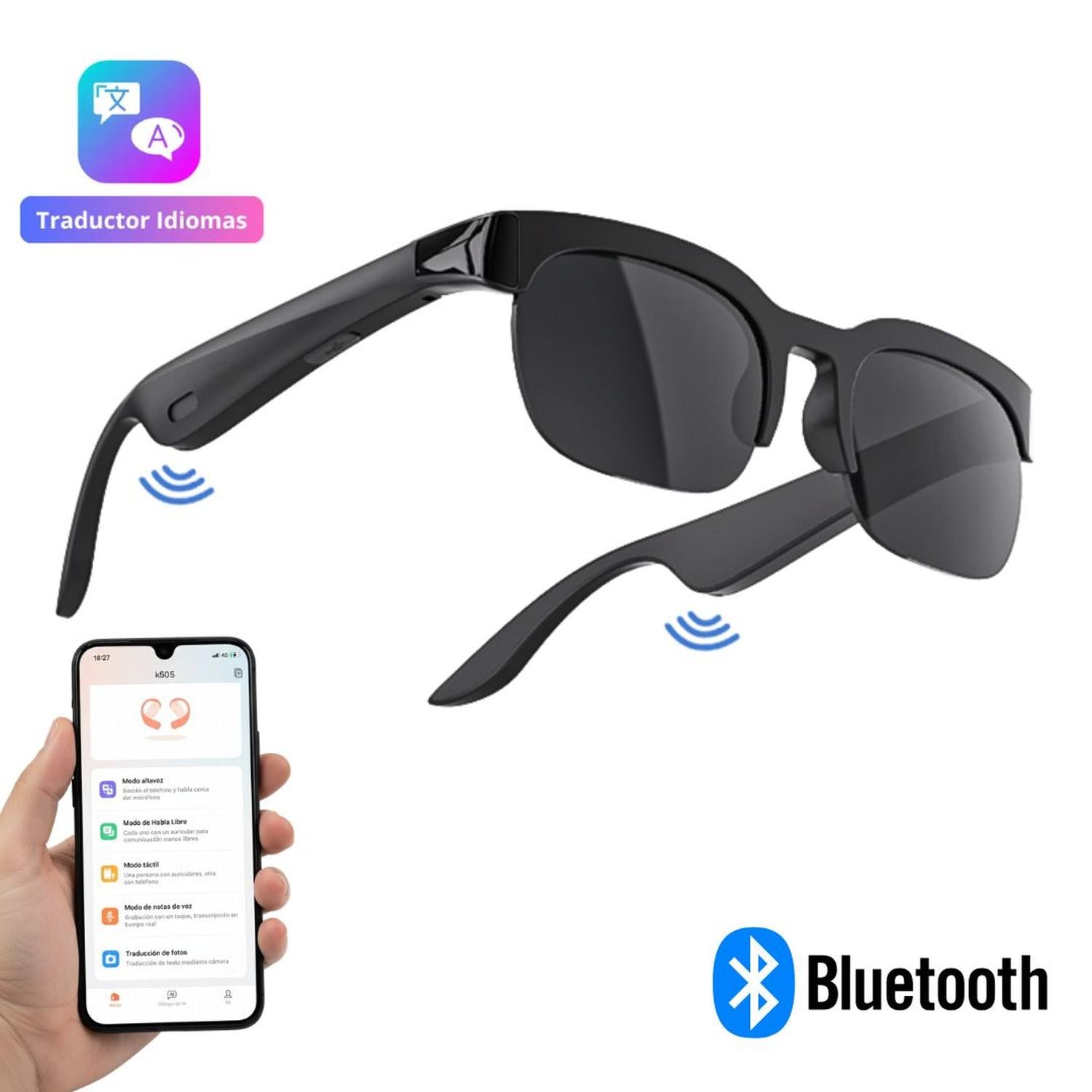 LENTES DE SOL XG89 AUDÍFONOS BLUETOOTH TRADUCCIÓN CON IA EN TIEMPO REAL - 1