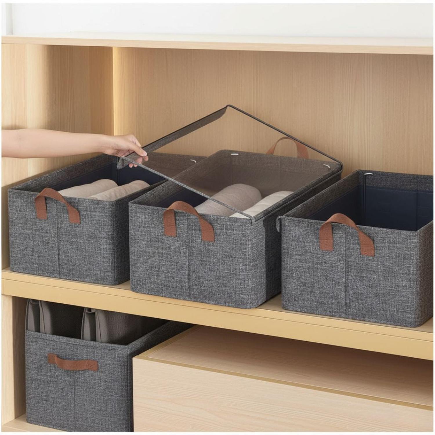 SET DE 4 CAJAS ORGANIZADORAS DE ROPA MULTIUSOS PLEGABLE CON TAPA - 1