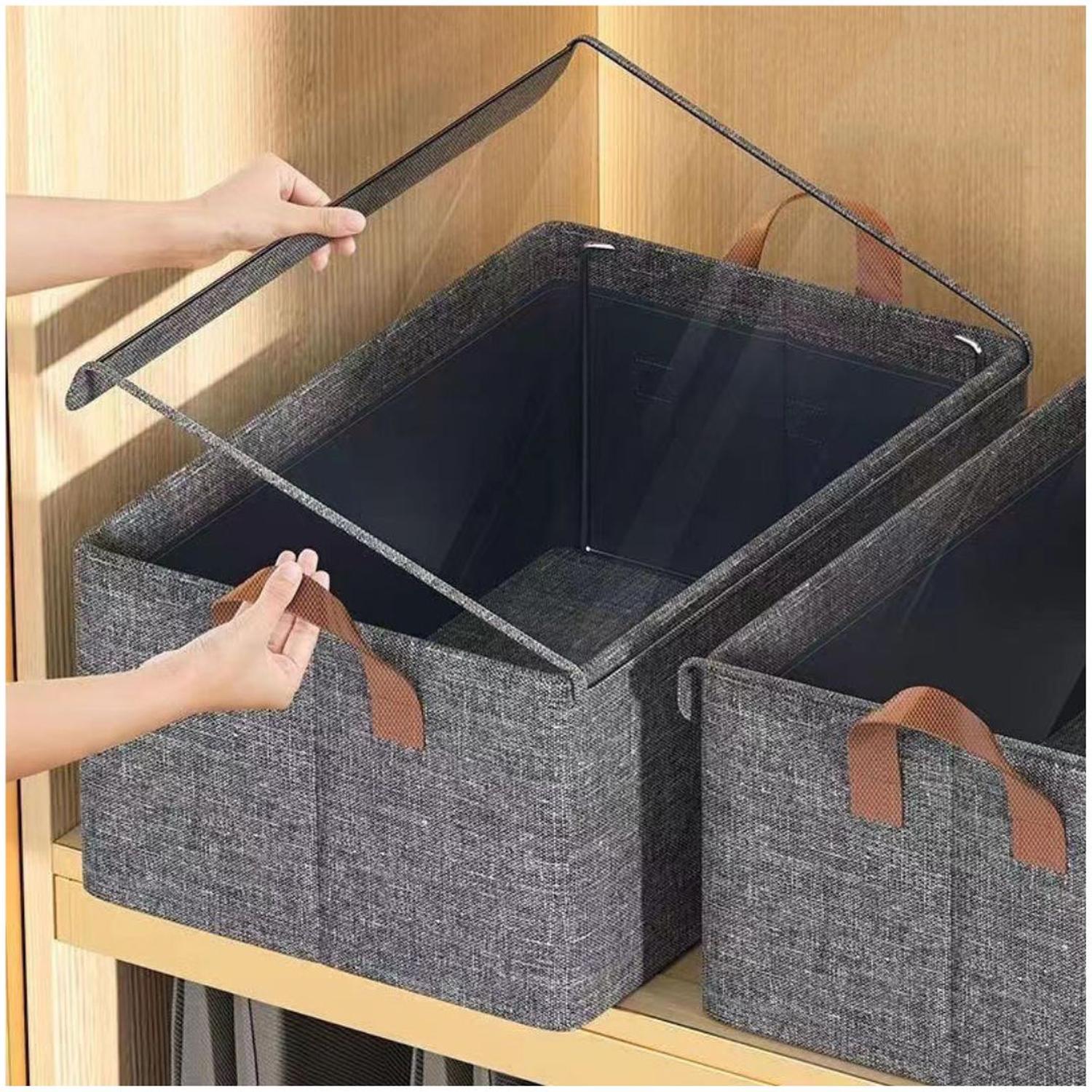 SET DE 2 CAJAS ORGANIZADORAS DE ROPA MULTIUSOS PLEGABLE CON TAPA - 2