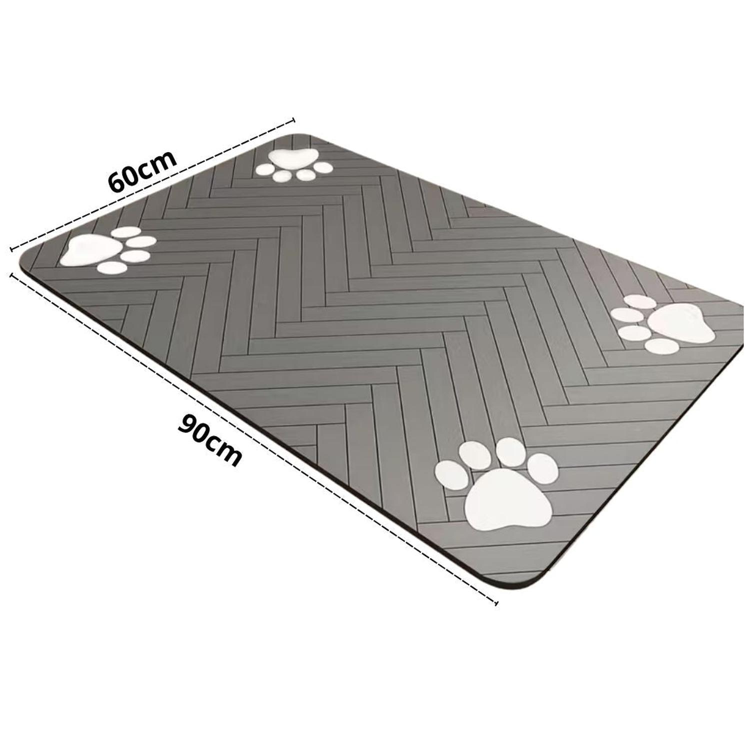 TAPETE ALFOMBRA DE ALIMENTACIÓN PARA MASCOTAS ABSORBENTE Y ANTIDESLIZANTE 90X60CM GRIS OSCURO TAMAÑO M - 7