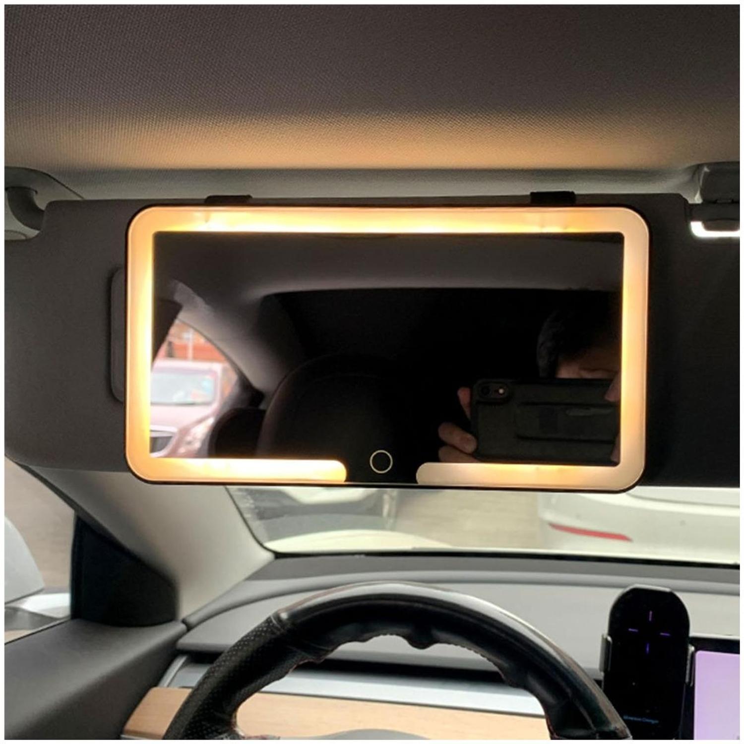 ESPEJO LED TÁCTIL PORTÁTIL PARA AUTO RECARGABLE 3 TONOS DE LUZ - 7