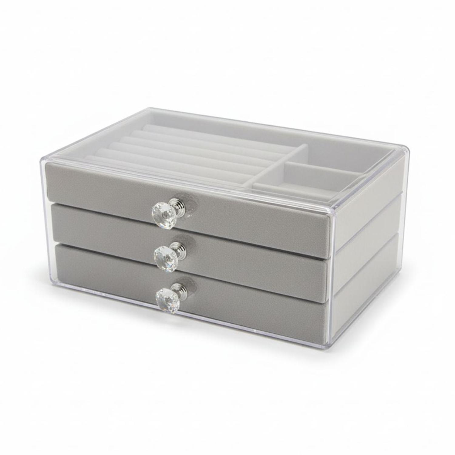 JOYERO ORGANIZADOR DE JOYAS Y ACCESORIOS 3 NIVELES ACRÍLICO TAMAÑO M - 2