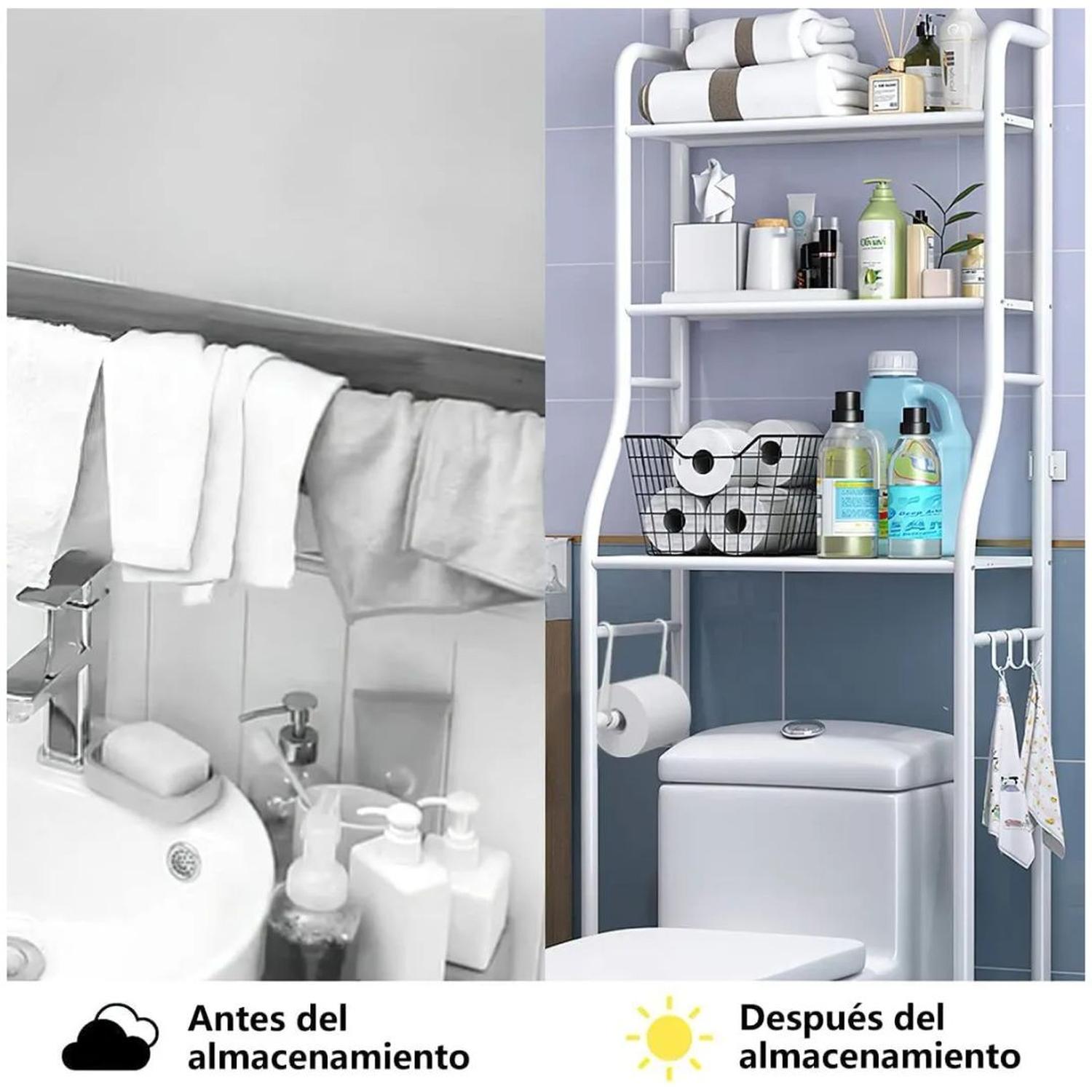 ESTANTE ORGANIZADOR DE BAÑO SOBRE INODORO MULTIUSOS 3 NIVELES 152X46X25CM - 4
