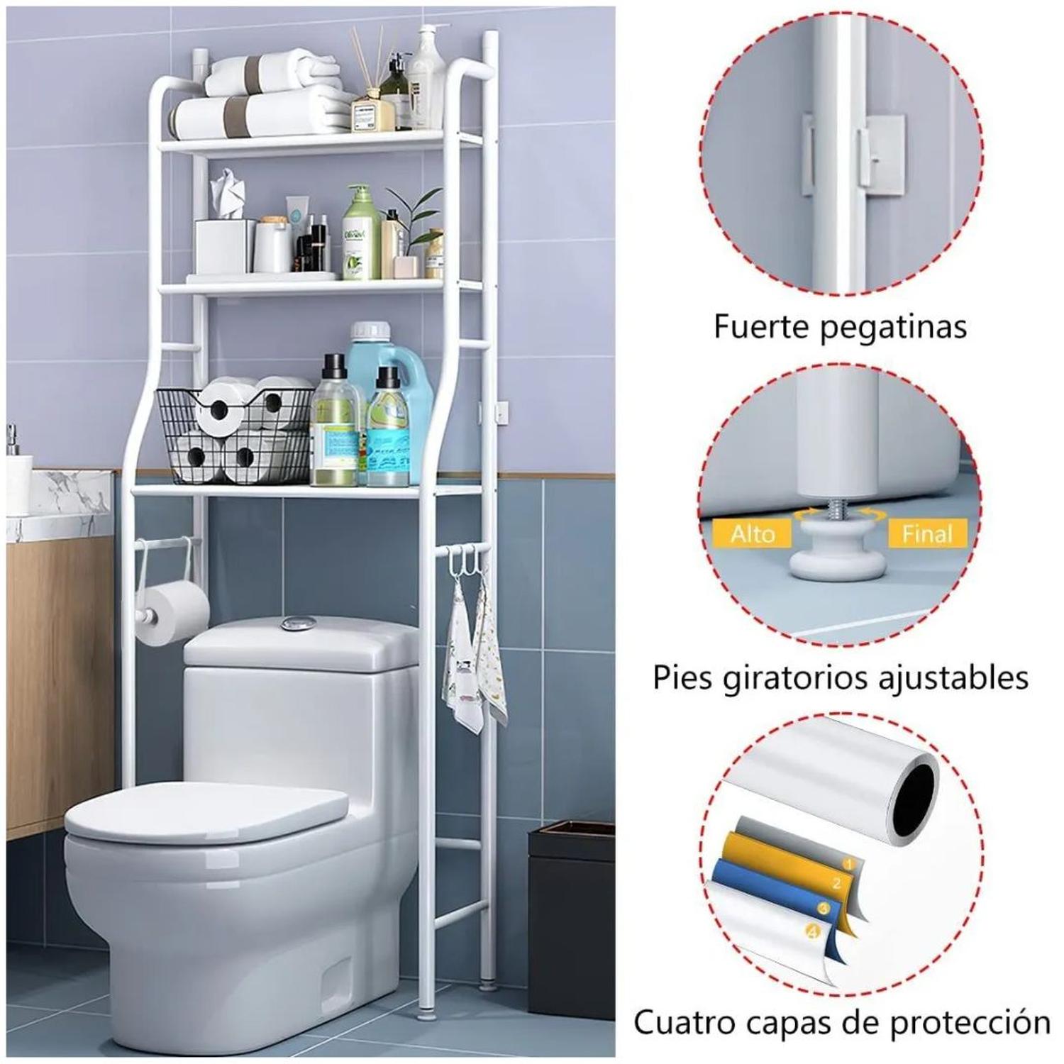 ESTANTE ORGANIZADOR DE BAÑO SOBRE INODORO MULTIUSOS 3 NIVELES 152X46X25CM - 5