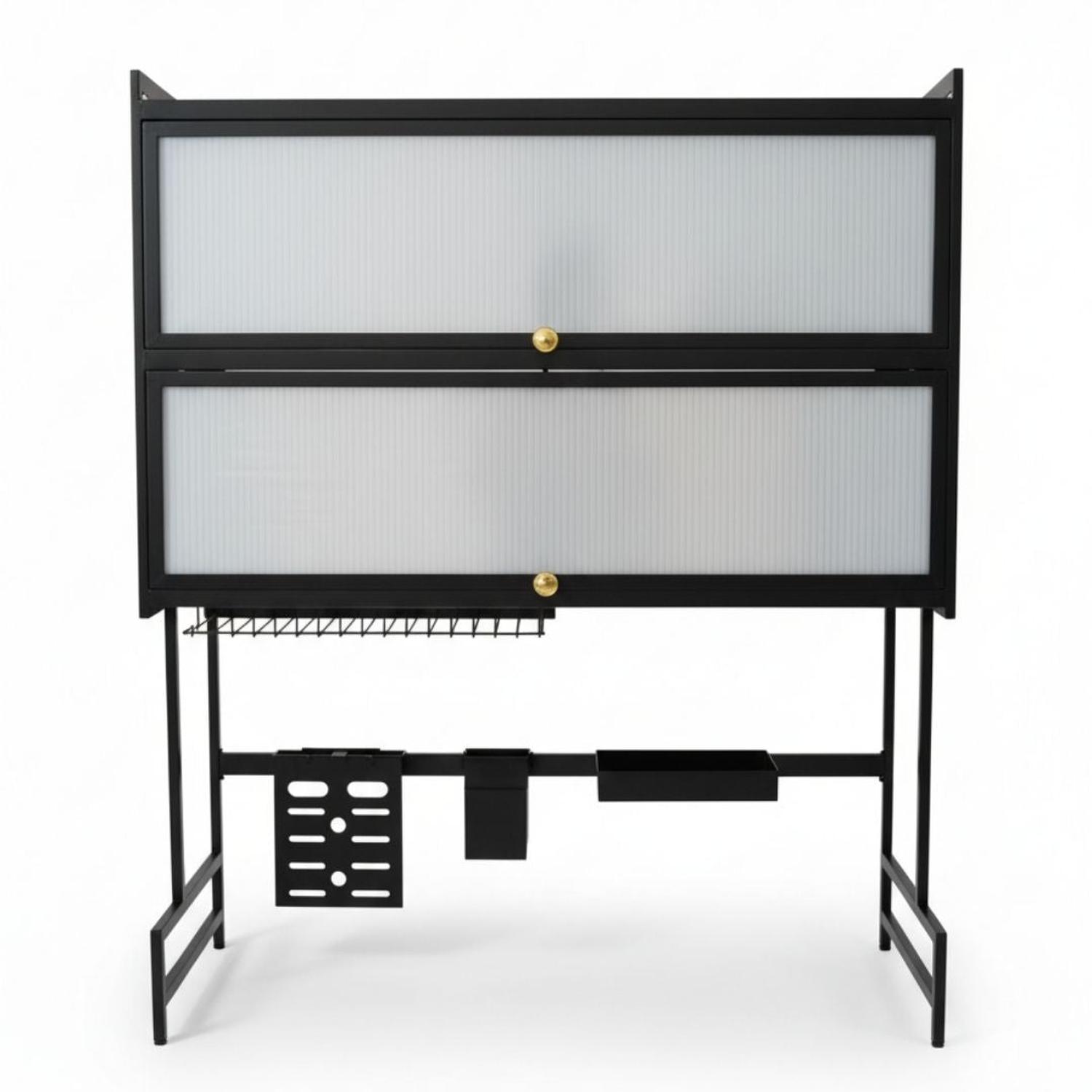 ORGANIZADOR Y ESCURRIDOR DE PLATOS 3 NIVELES CON DOBLE TAPA ACERO AL CARBONO 85CM - 4